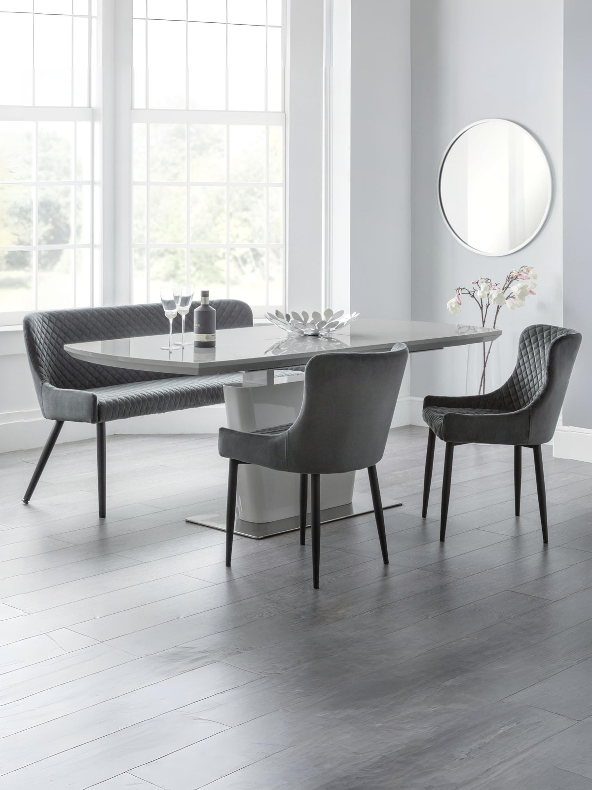Como High Gloss Extending Table - Grey