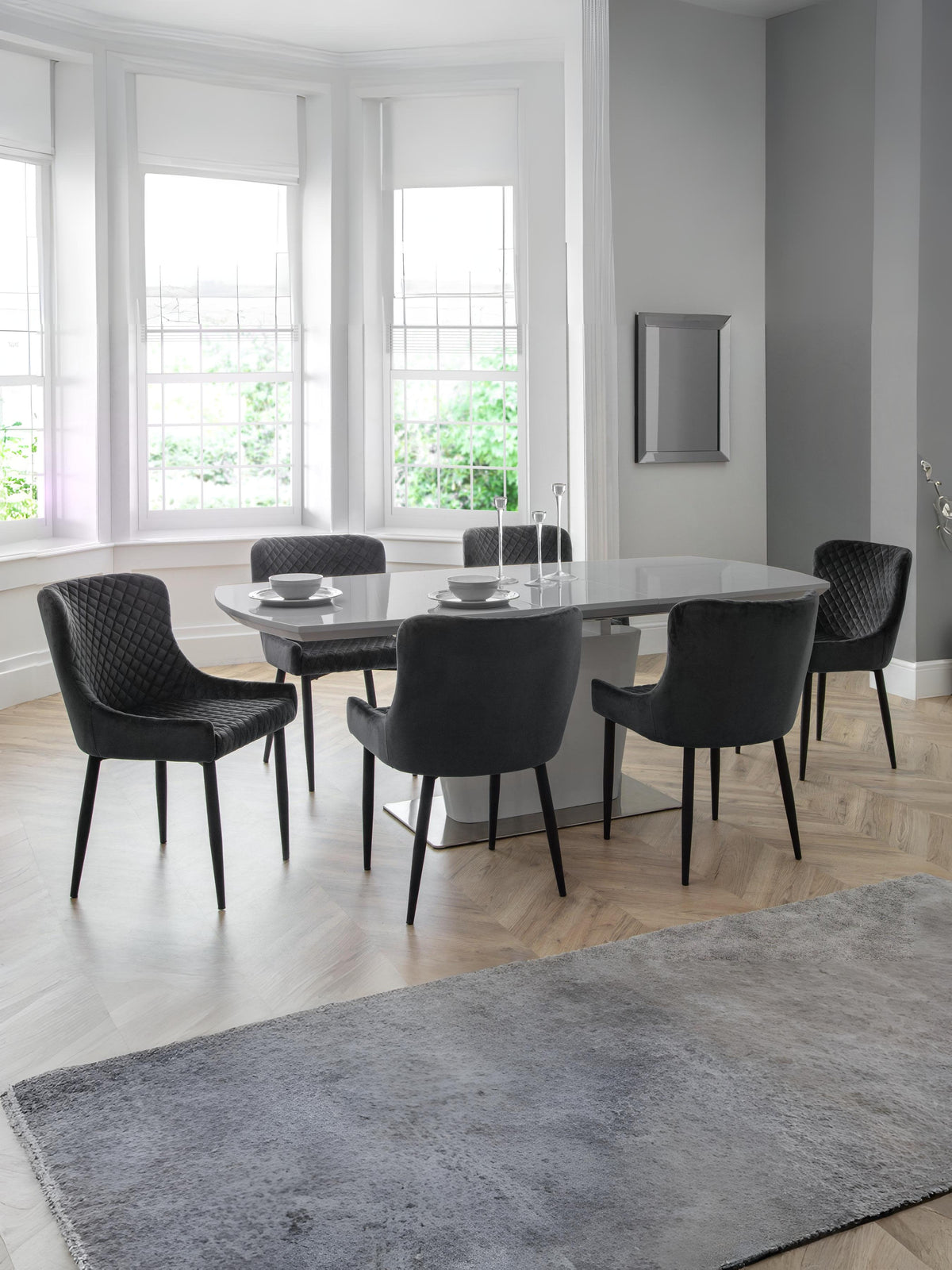 Como High Gloss Extending Table - Grey