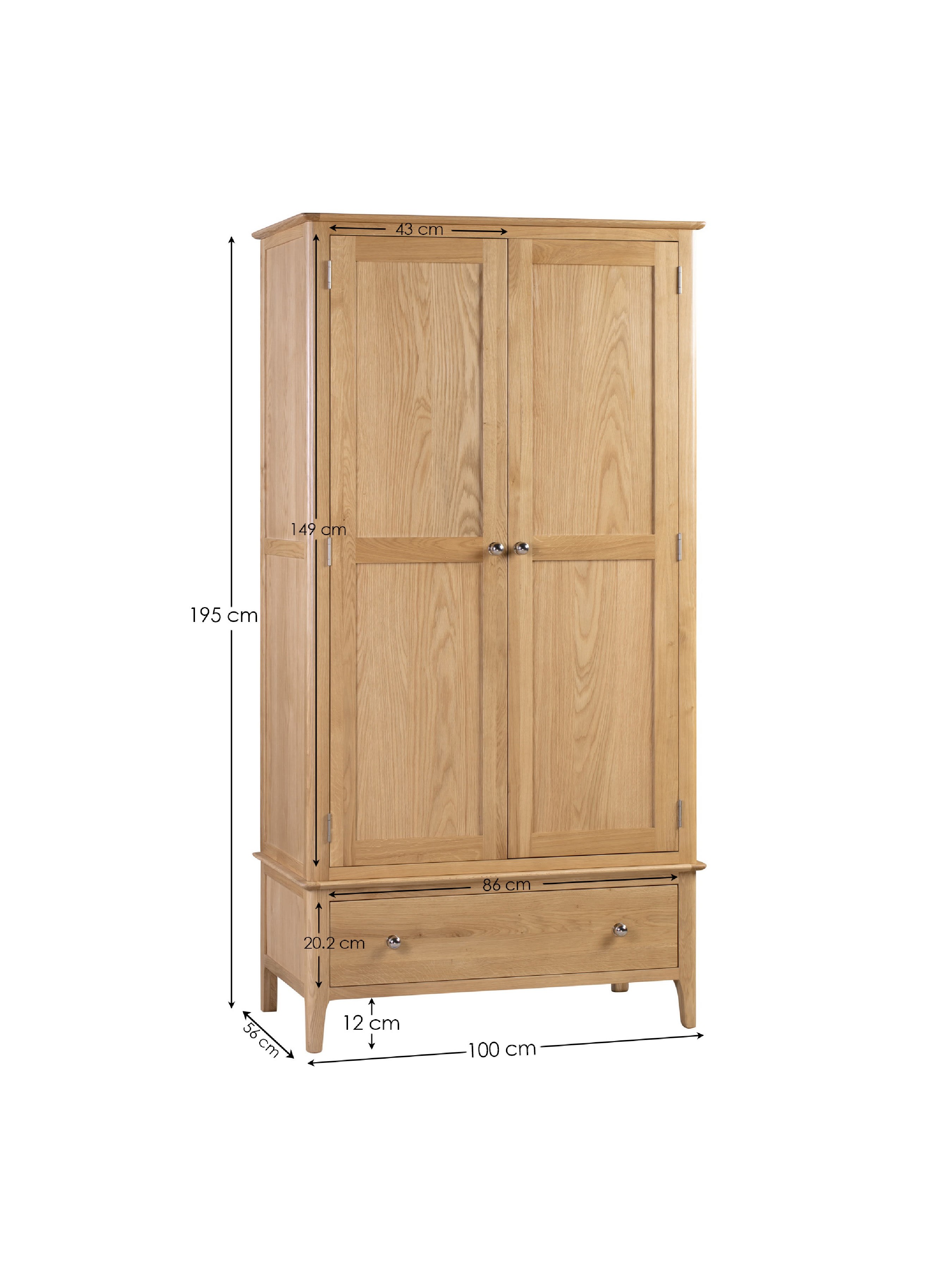 Cotswold 2 Door 1 Drawer Wardrobe