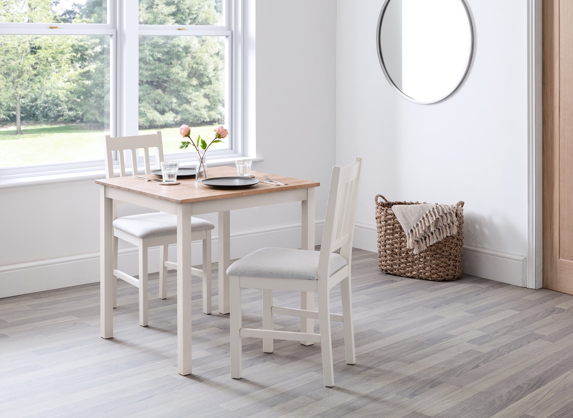 Coxmoor 75cm Square Dining Table - Ivory & Oak – Julian Bowen, view 10