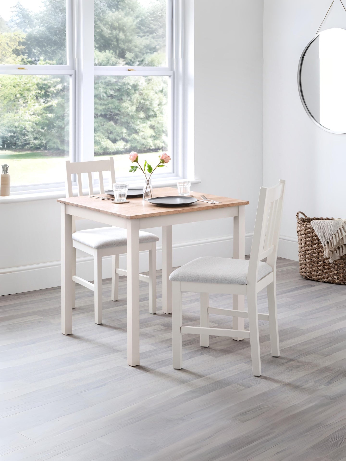 Coxmoor 75cm Square Dining Table - Ivory & Oak – Julian Bowen, view 2
