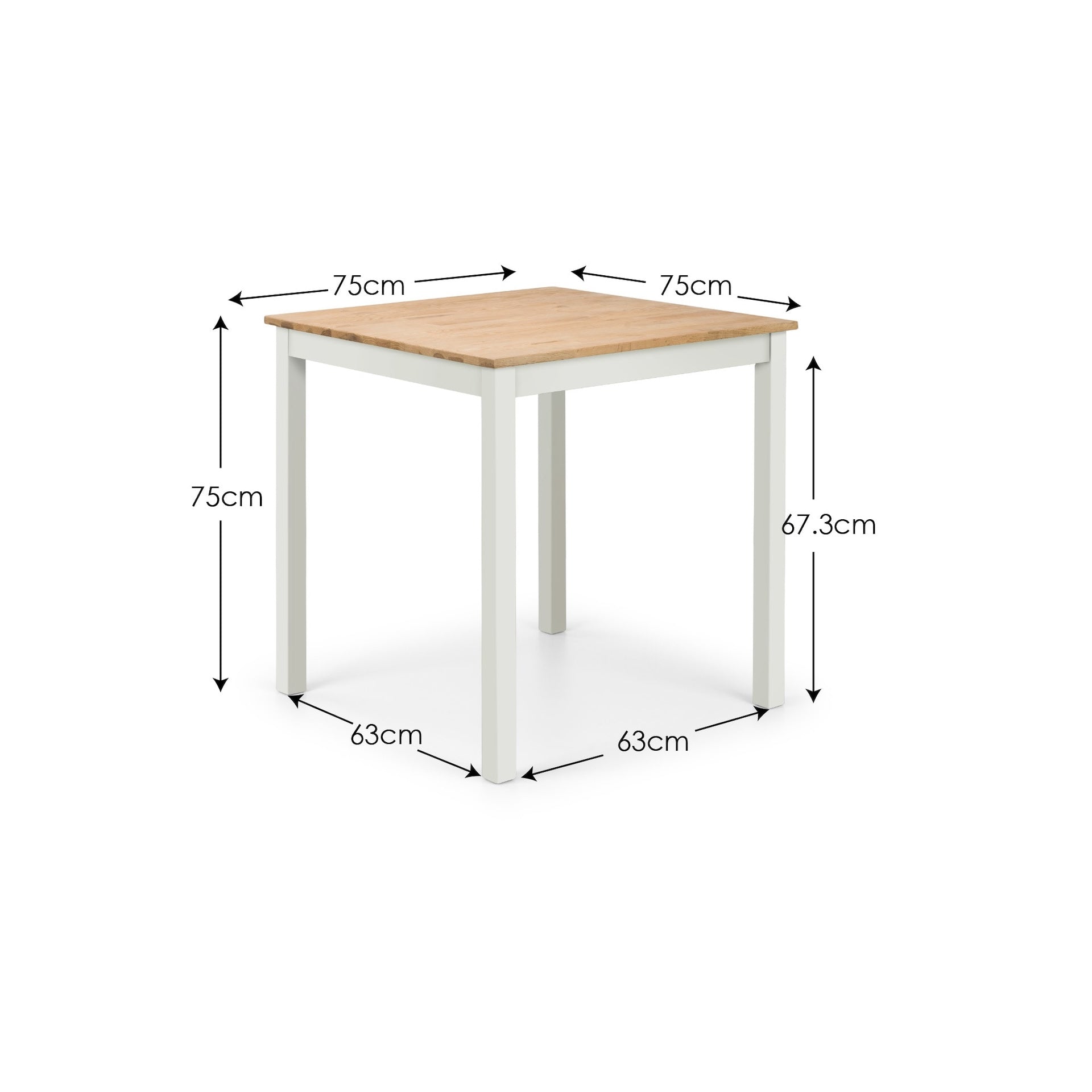 Coxmoor 75cm Square Dining Table - Ivory & Oak – Julian Bowen, view 8