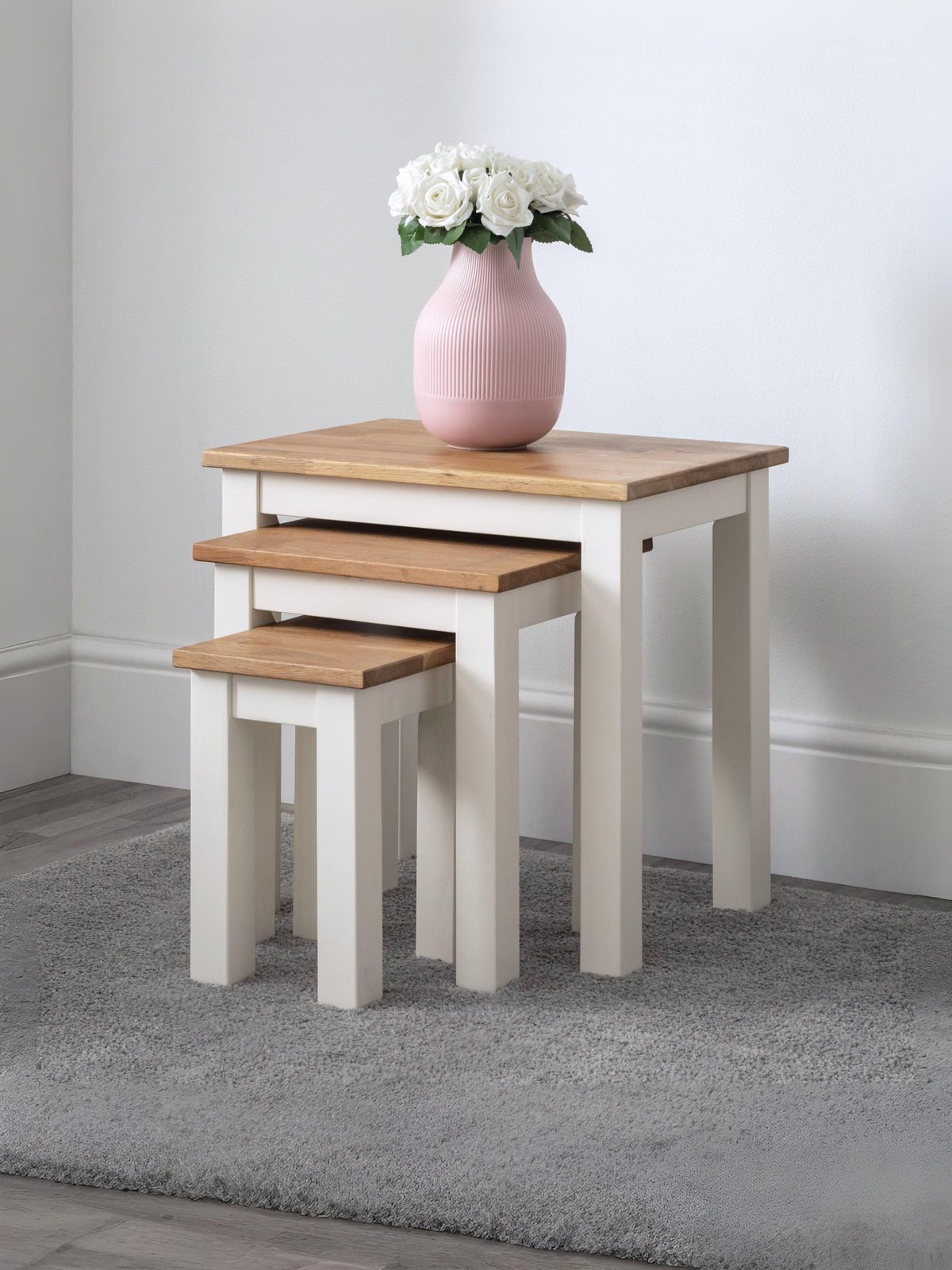 Coxmoor Nest Of 3 Tables - Ivory & Oak