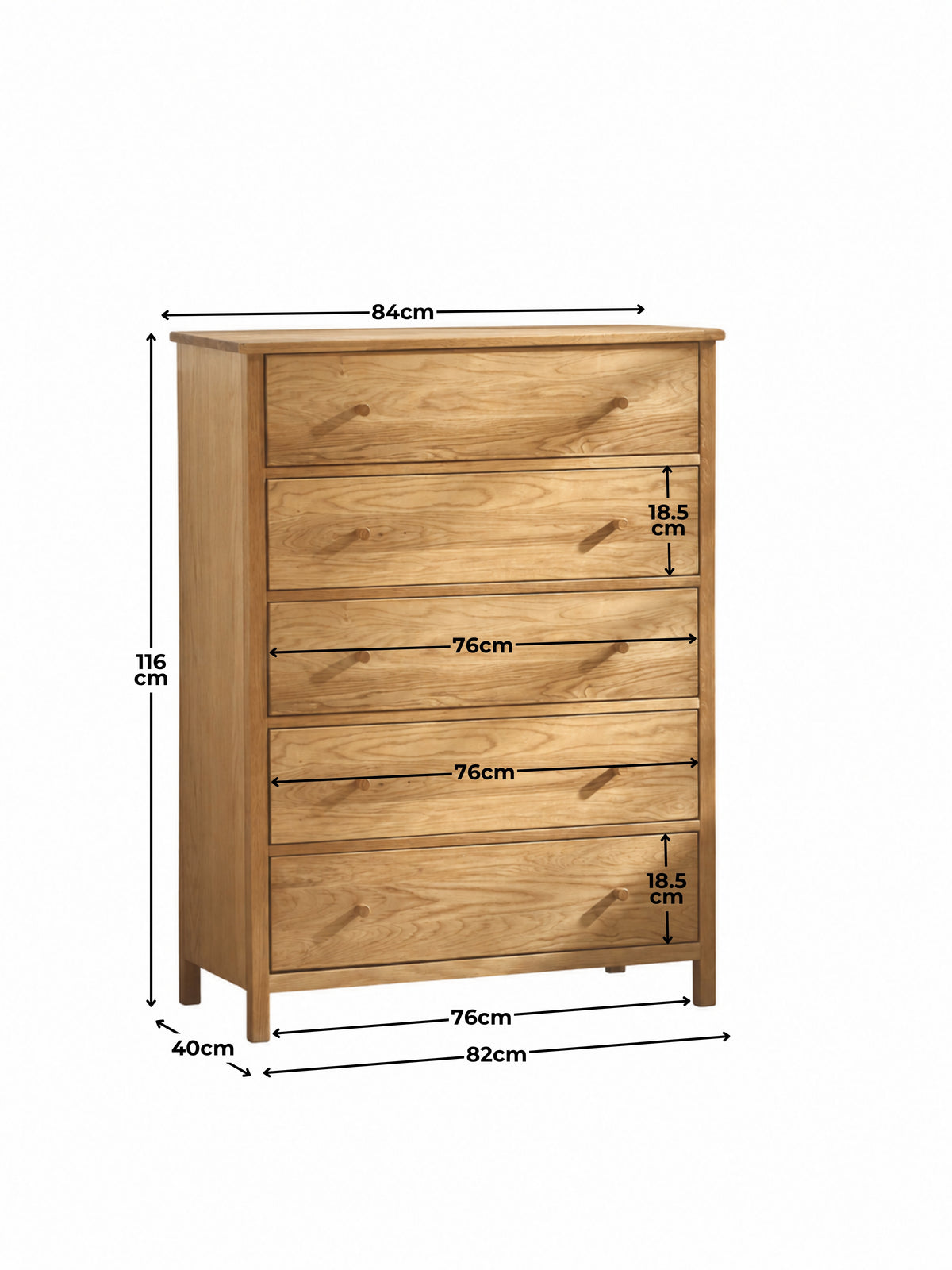 Coxmoor 5 Drawer Wide Chest - Oak