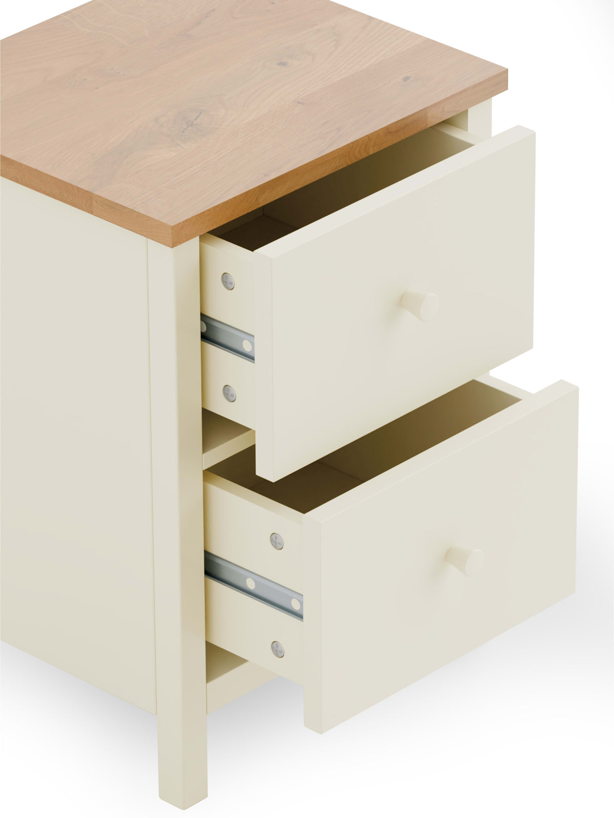 Coxmoor 2 Drawer Bedside - Ivory and Oak