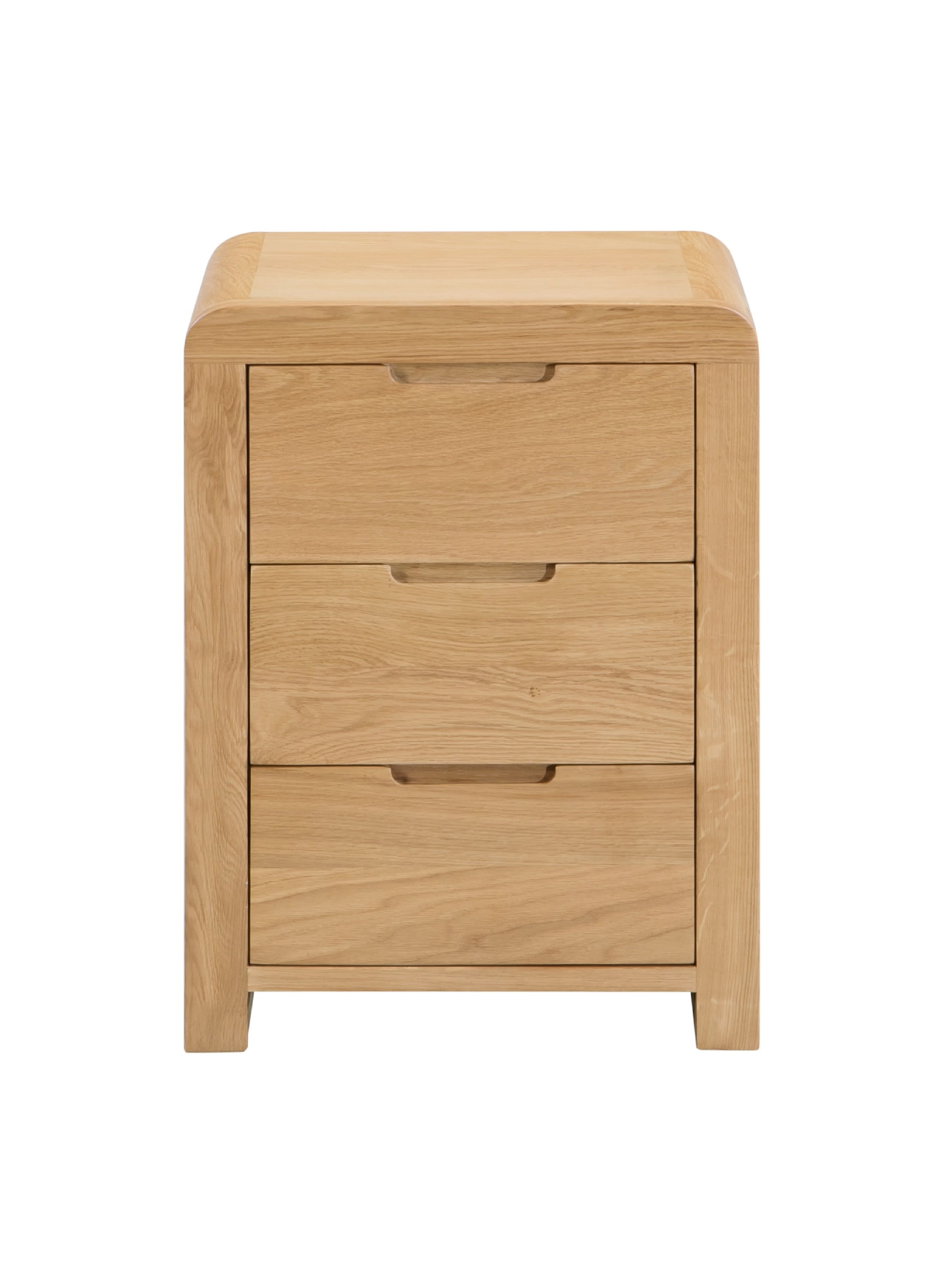 Curve Oak 3 Drawer Bedside