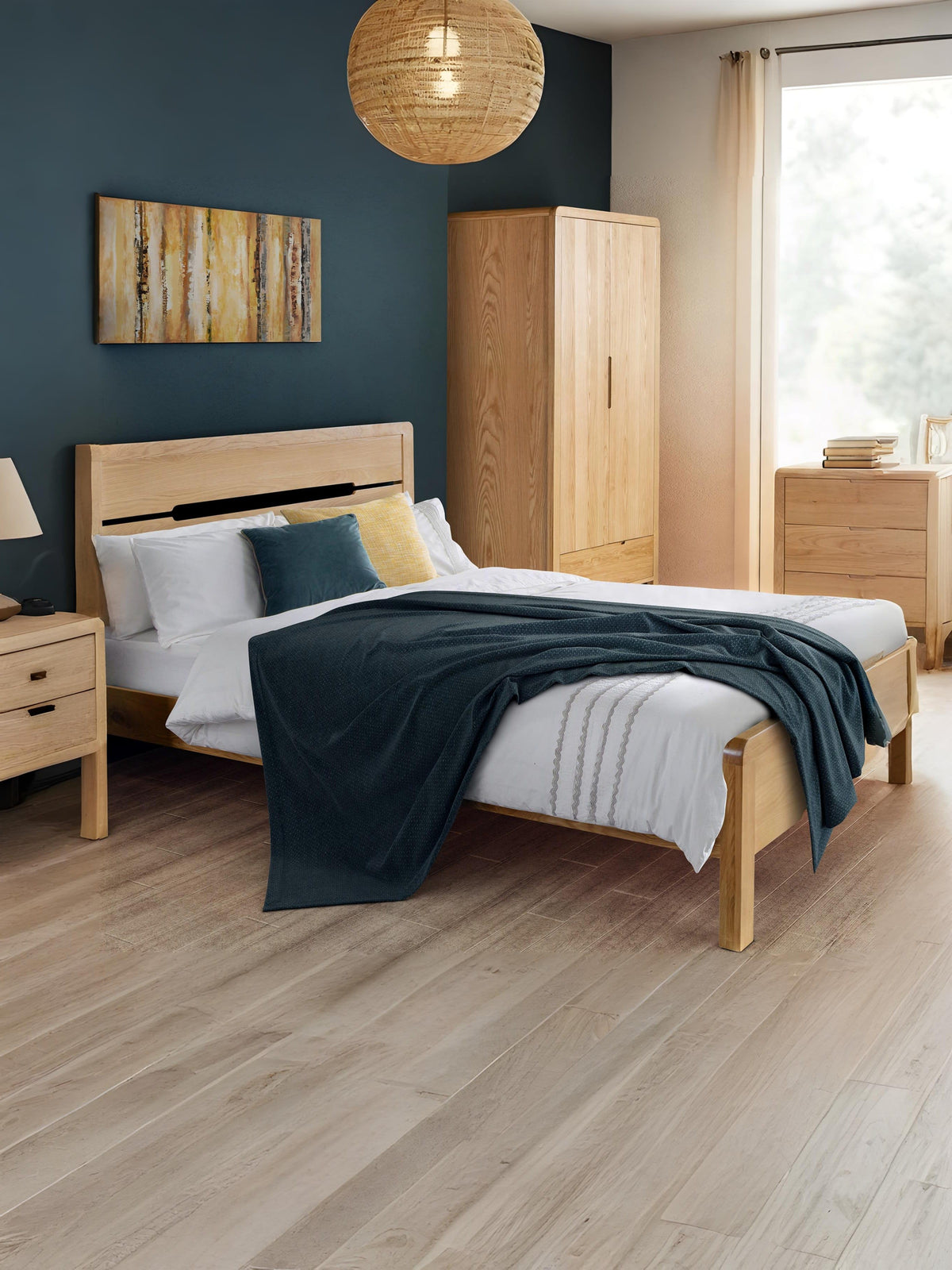 Curve Oak Wooden Bed
