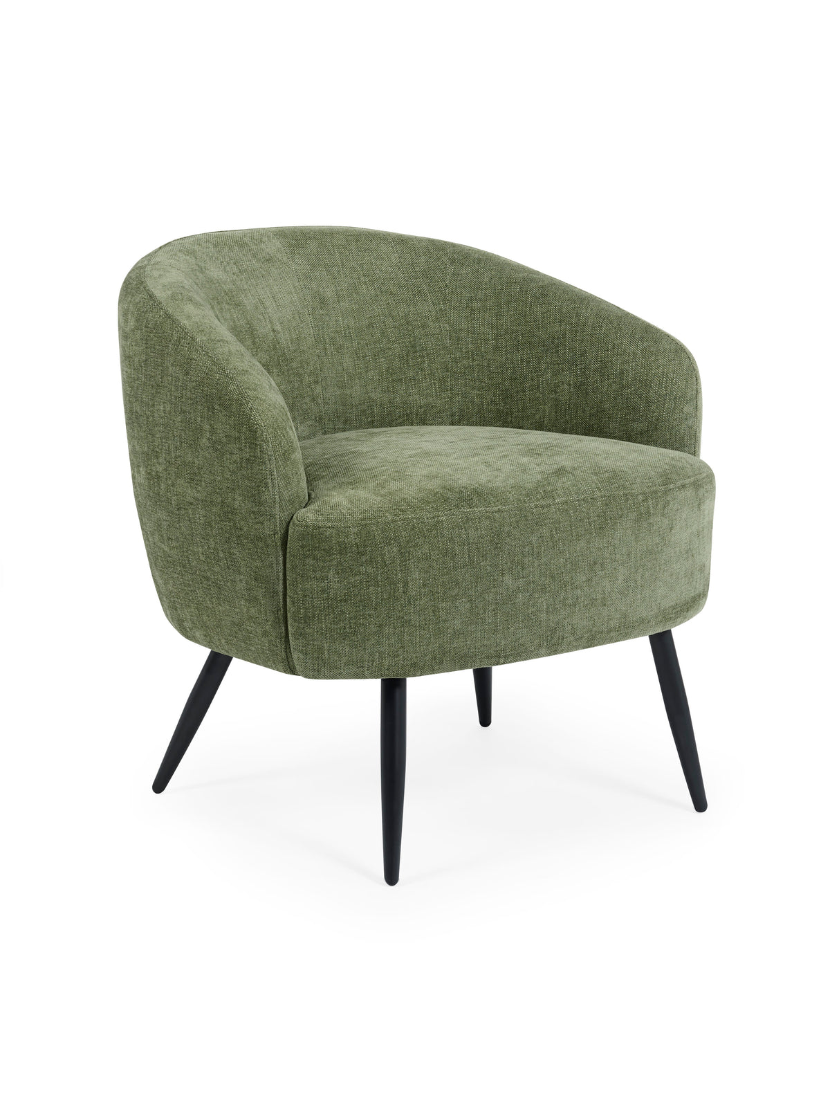 Dahlia Olive Green Linen Upholstered Accent Chair with Black Metal Legs – Olive Faux Linen