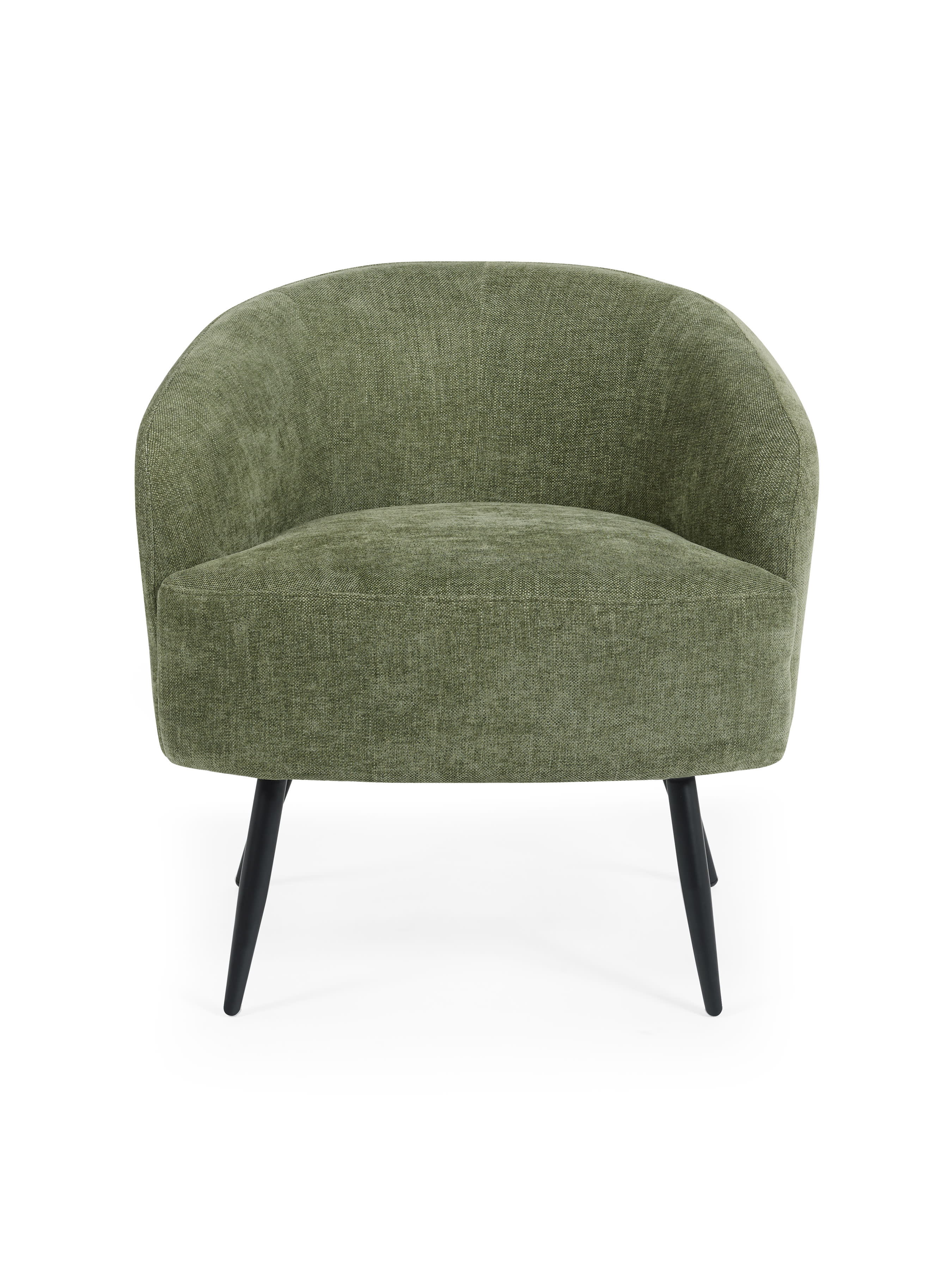 Dahlia Olive Green Linen Upholstered Accent Chair with Black Metal Legs – Olive Faux Linen