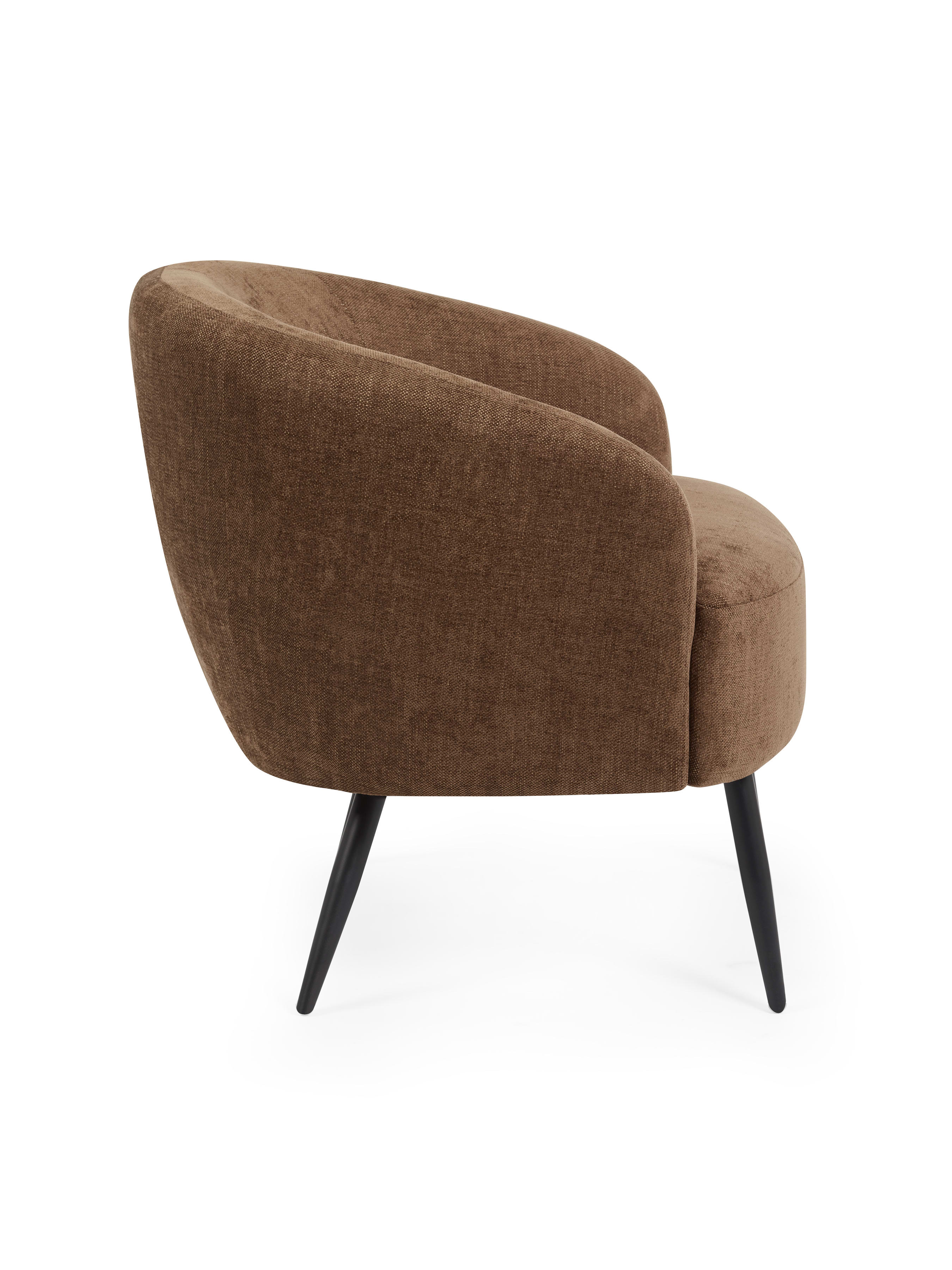 Dahlia Rust Brown Linen Upholstered Accent Chair with Black Metal Legs – Rust Linen