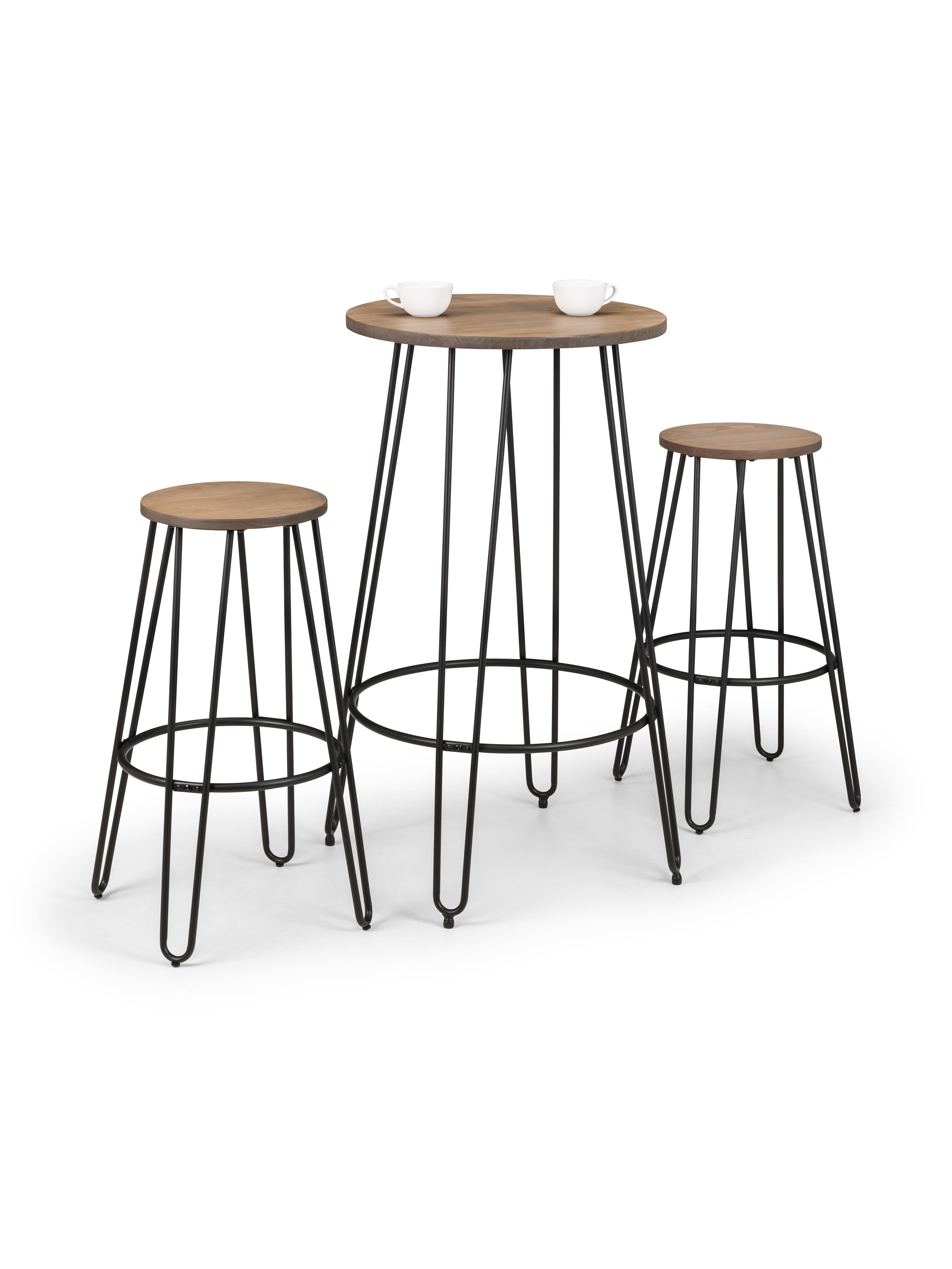 Set Of 2 Dalston Round Bar Stools – Mocha Elm