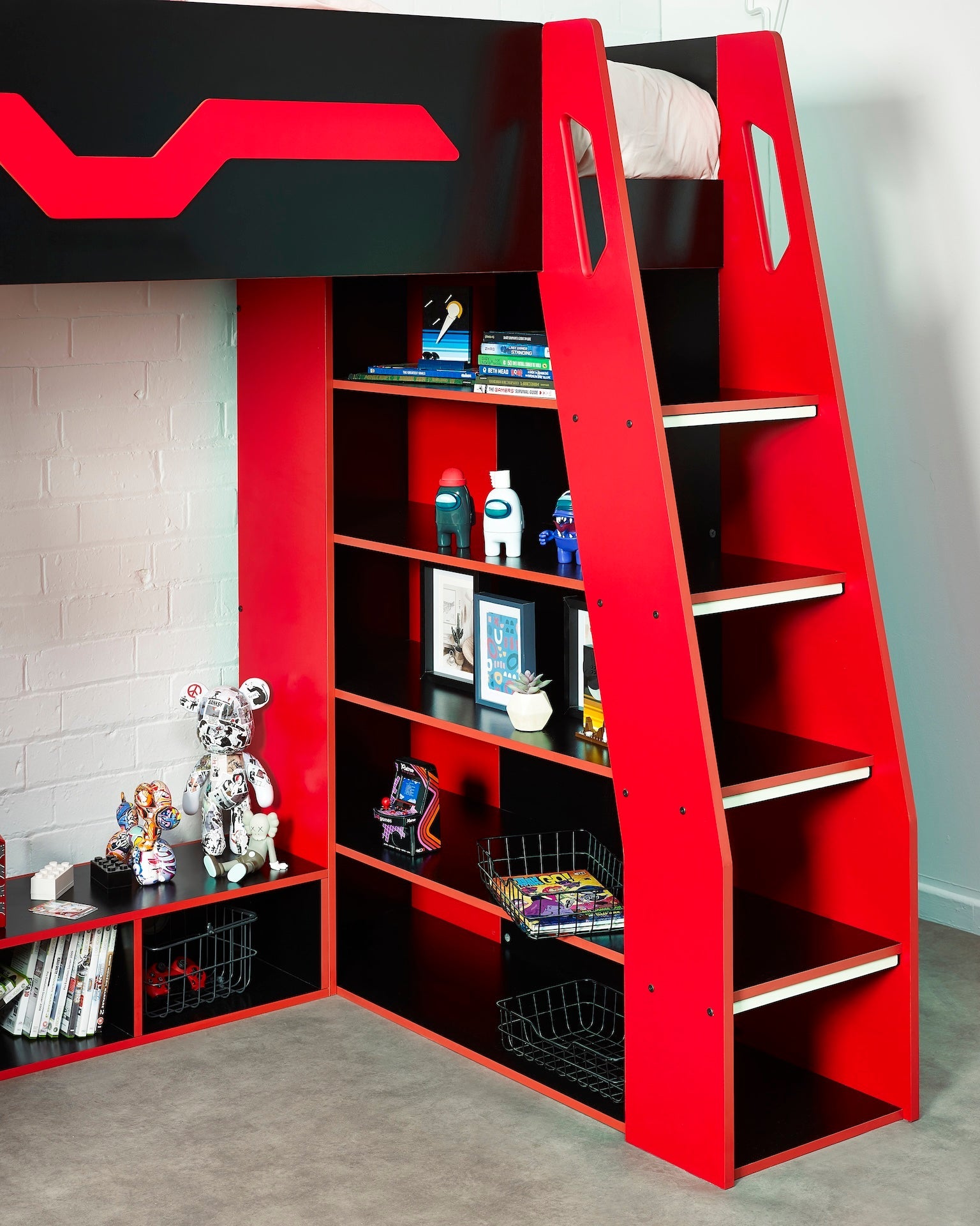 Eagle Single Gaming Highsleeper Bed - Black and Red – Julian Bowen, view 11