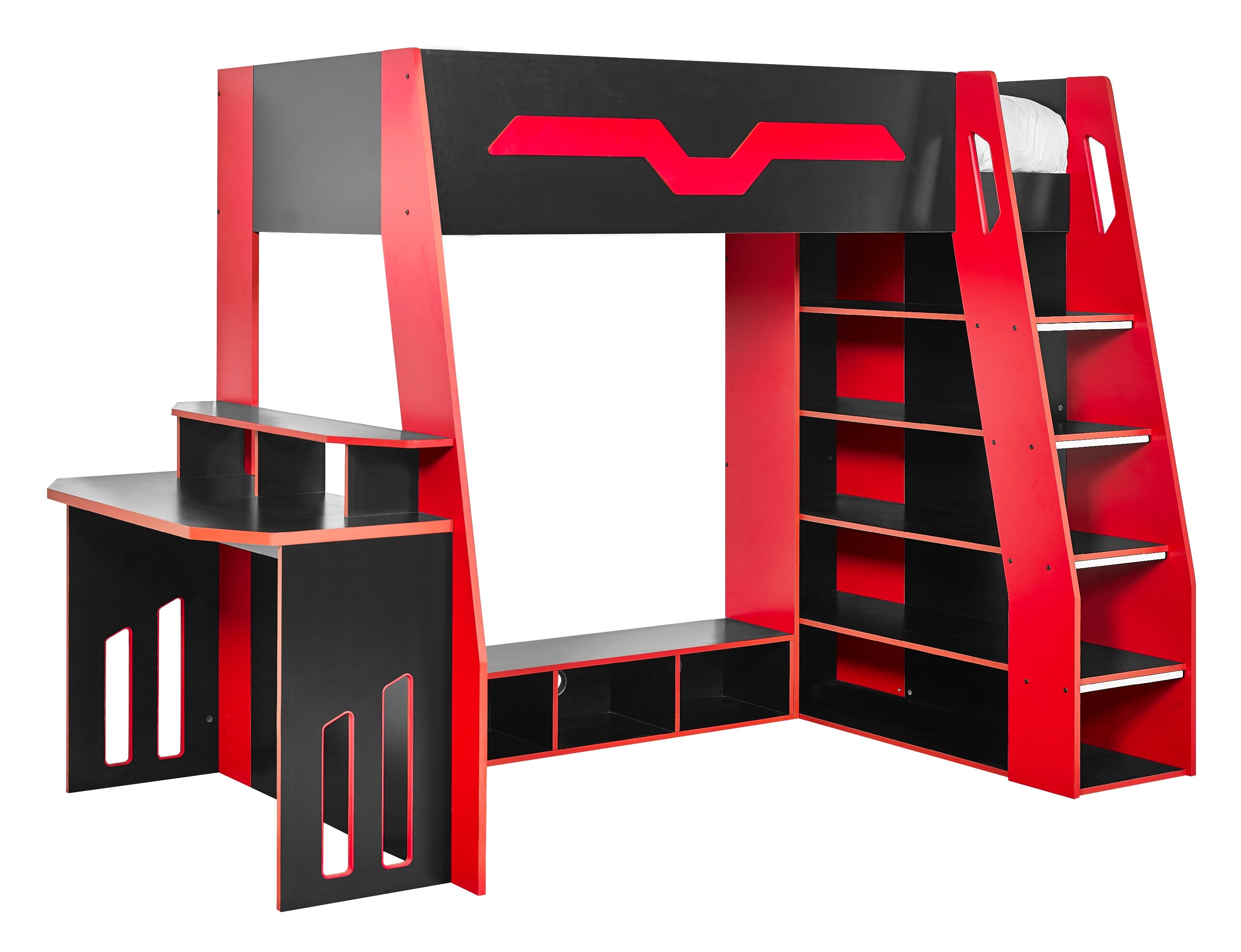 Eagle Single Gaming Highsleeper Bed - Black and Red – Julian Bowen