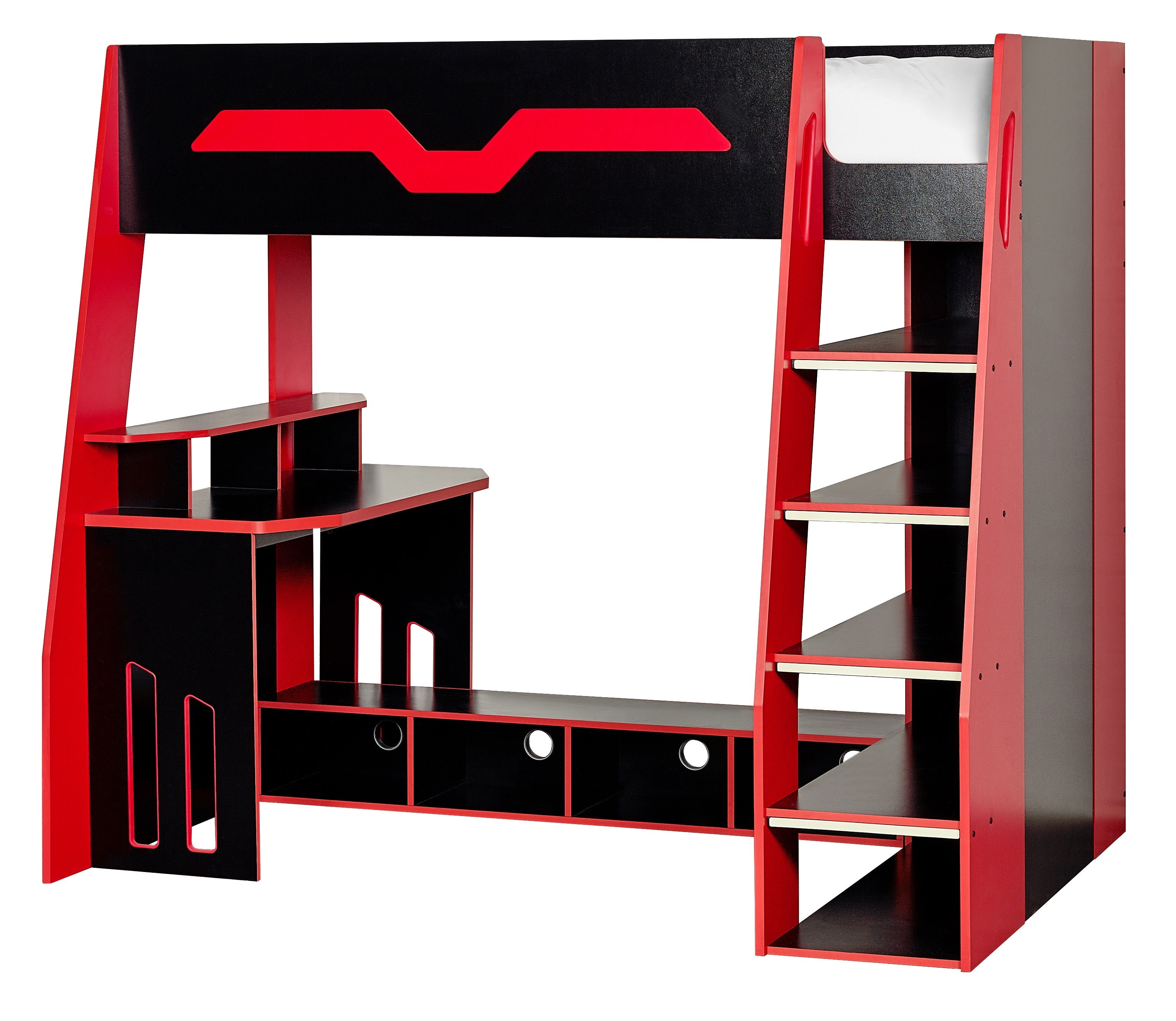 Eagle Single Gaming Highsleeper Bed - Black and Red – Julian Bowen, view 5