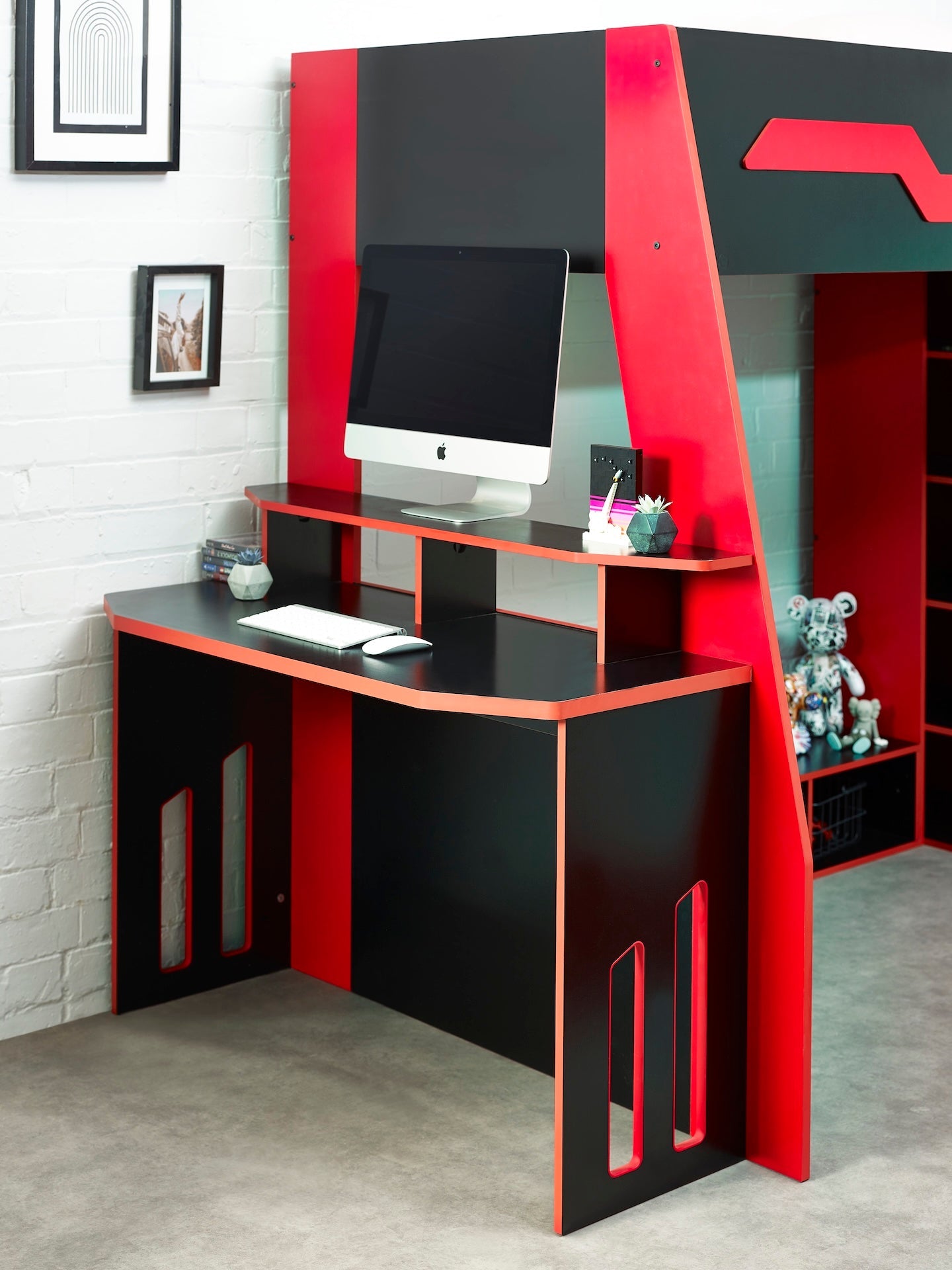 Eagle Single Gaming Highsleeper Bed - Black and Red – Julian Bowen, view 10