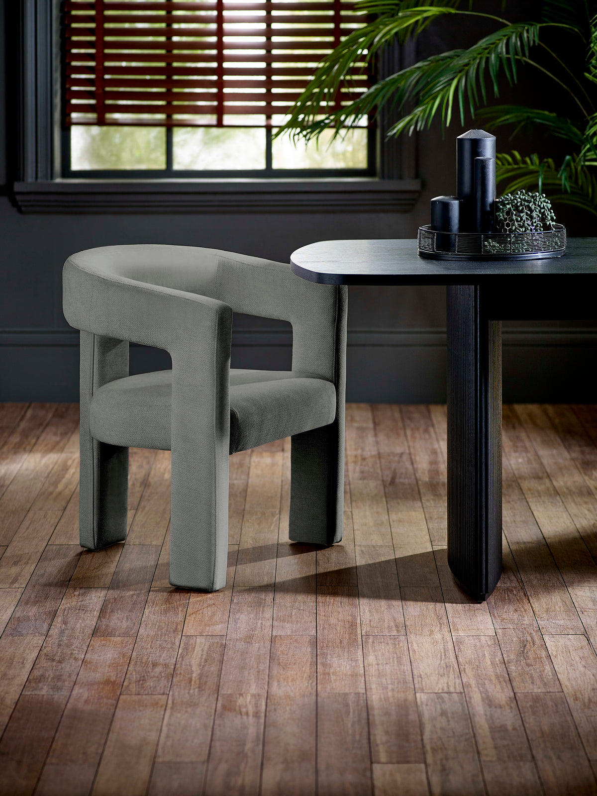 Elara Grey Chenille Upholstered Chair