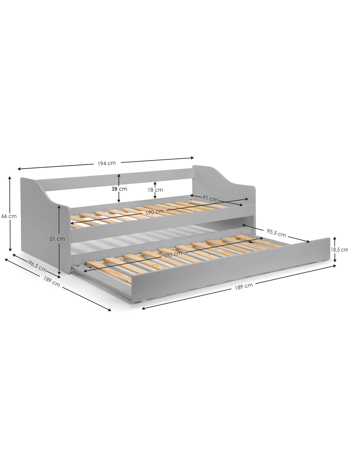 Elba Day Bed - Dove Grey