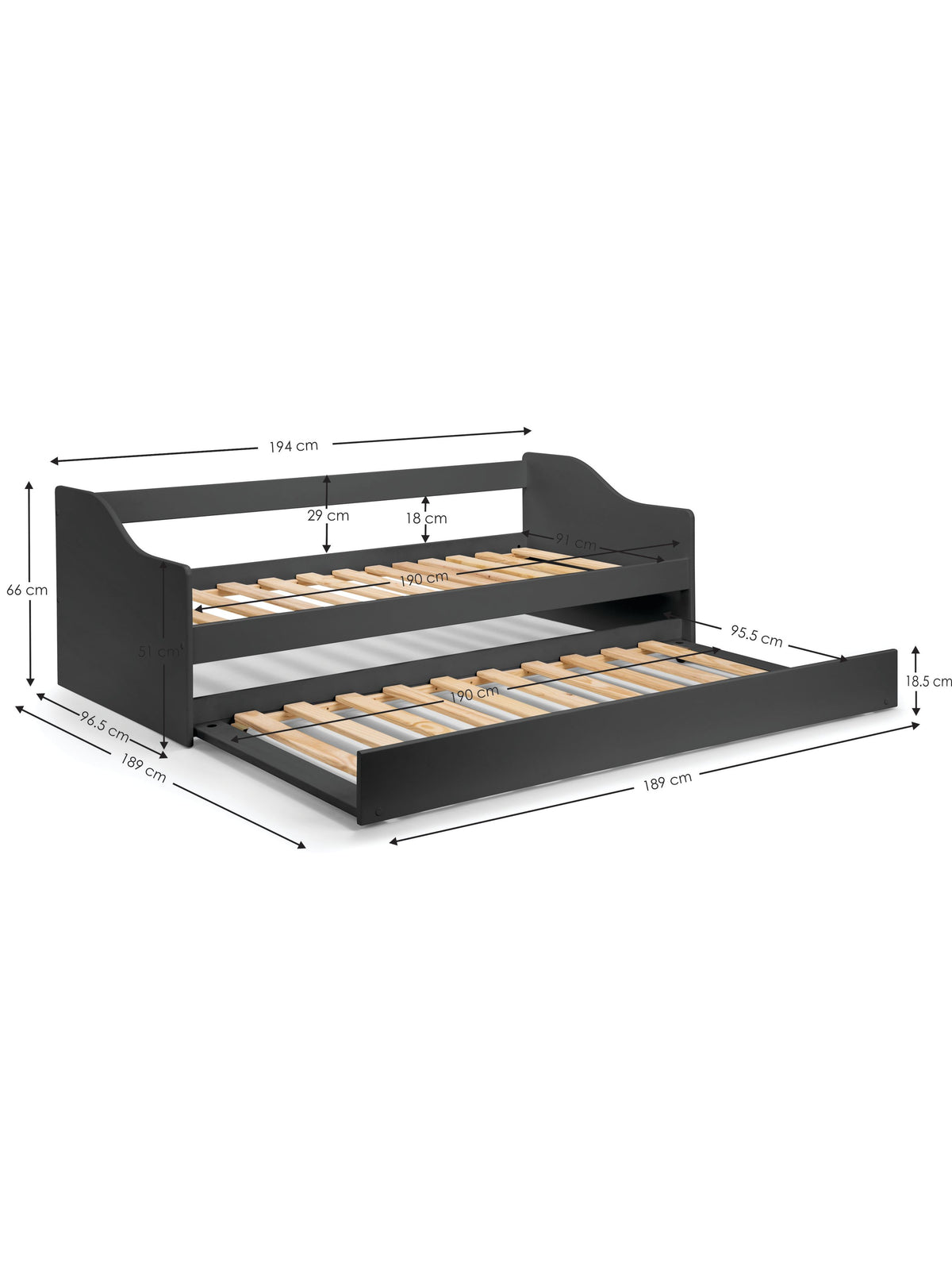 Elba Day Bed - Anthracite