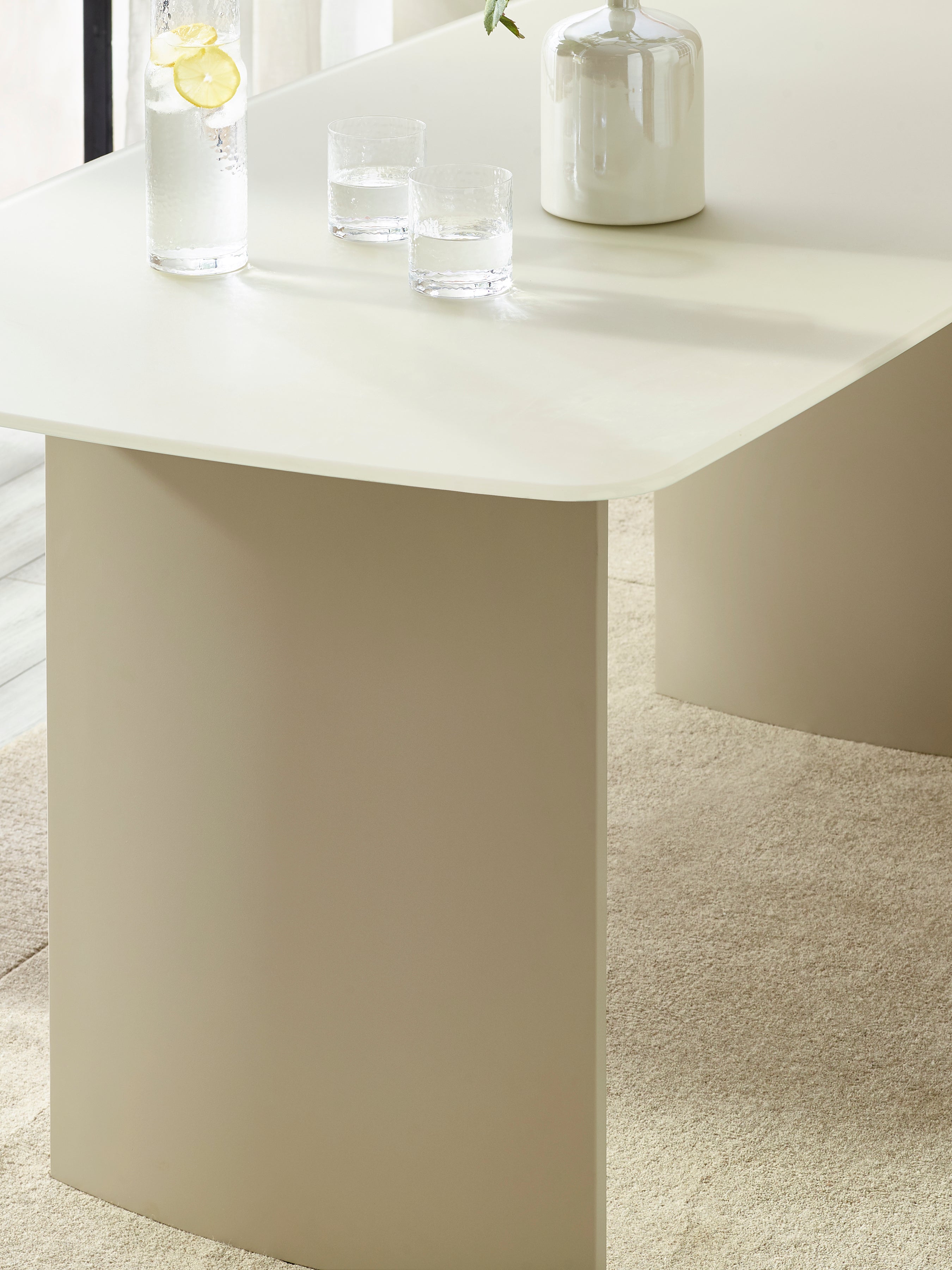 Element Rectangular Glass Table – Matt Cream