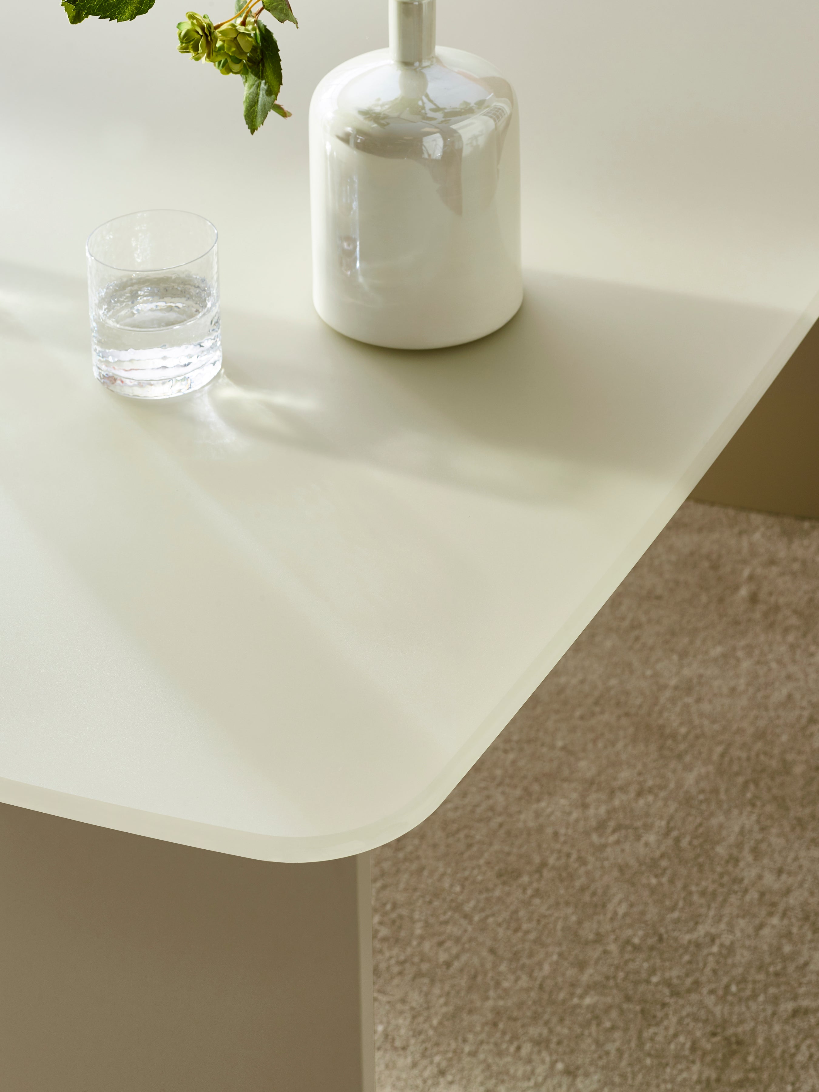 Element Rectangular Glass Table – Matt Cream