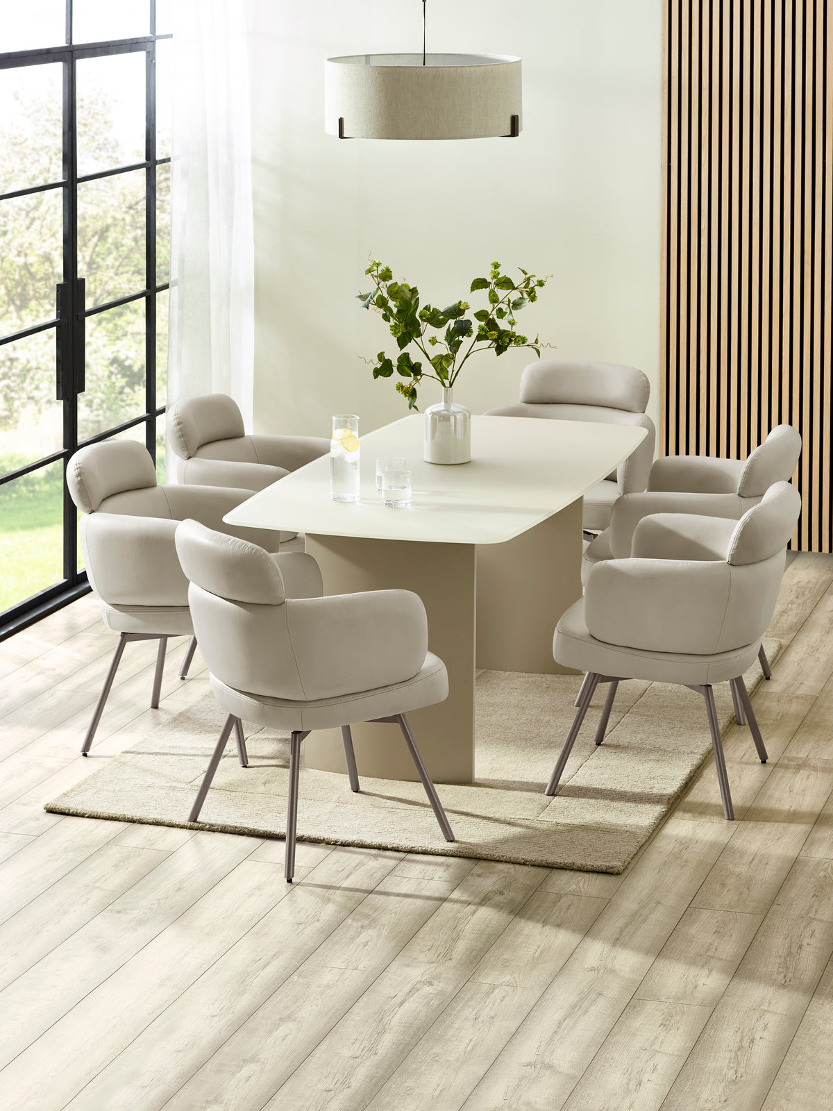 Element Rectangular Glass Table – Matt Cream