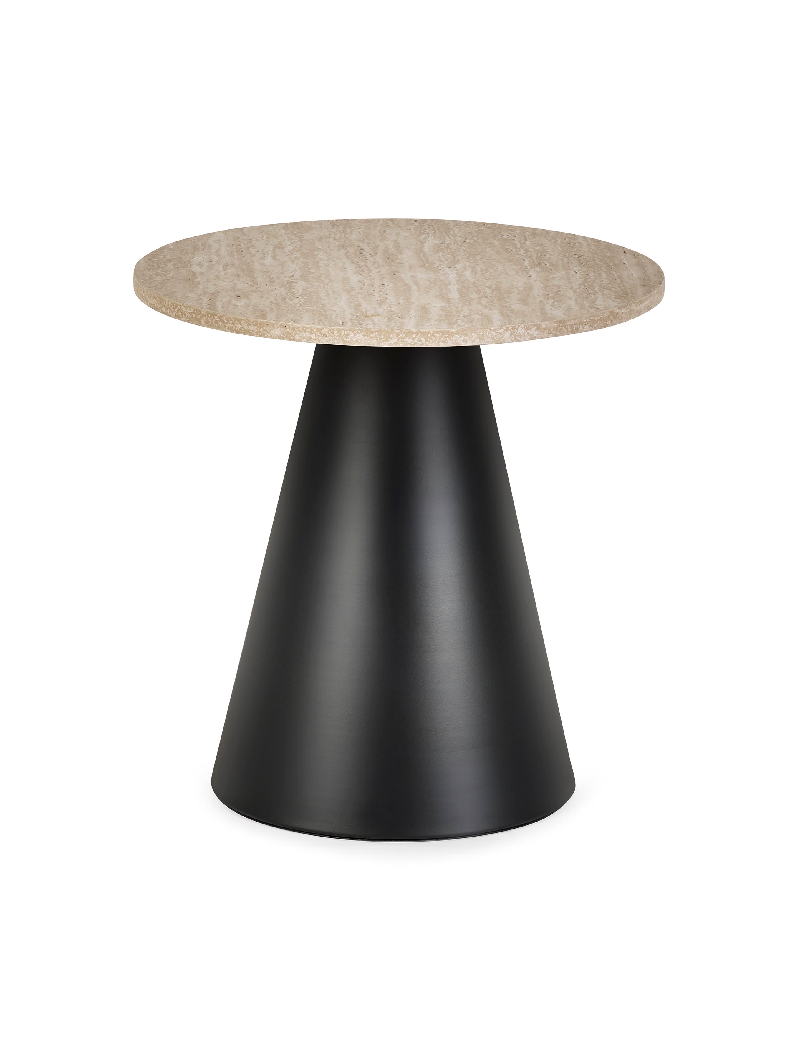 Elgon Travertine Effect Coffee and Lamp Table Set – Natural Travertine Effect and Black