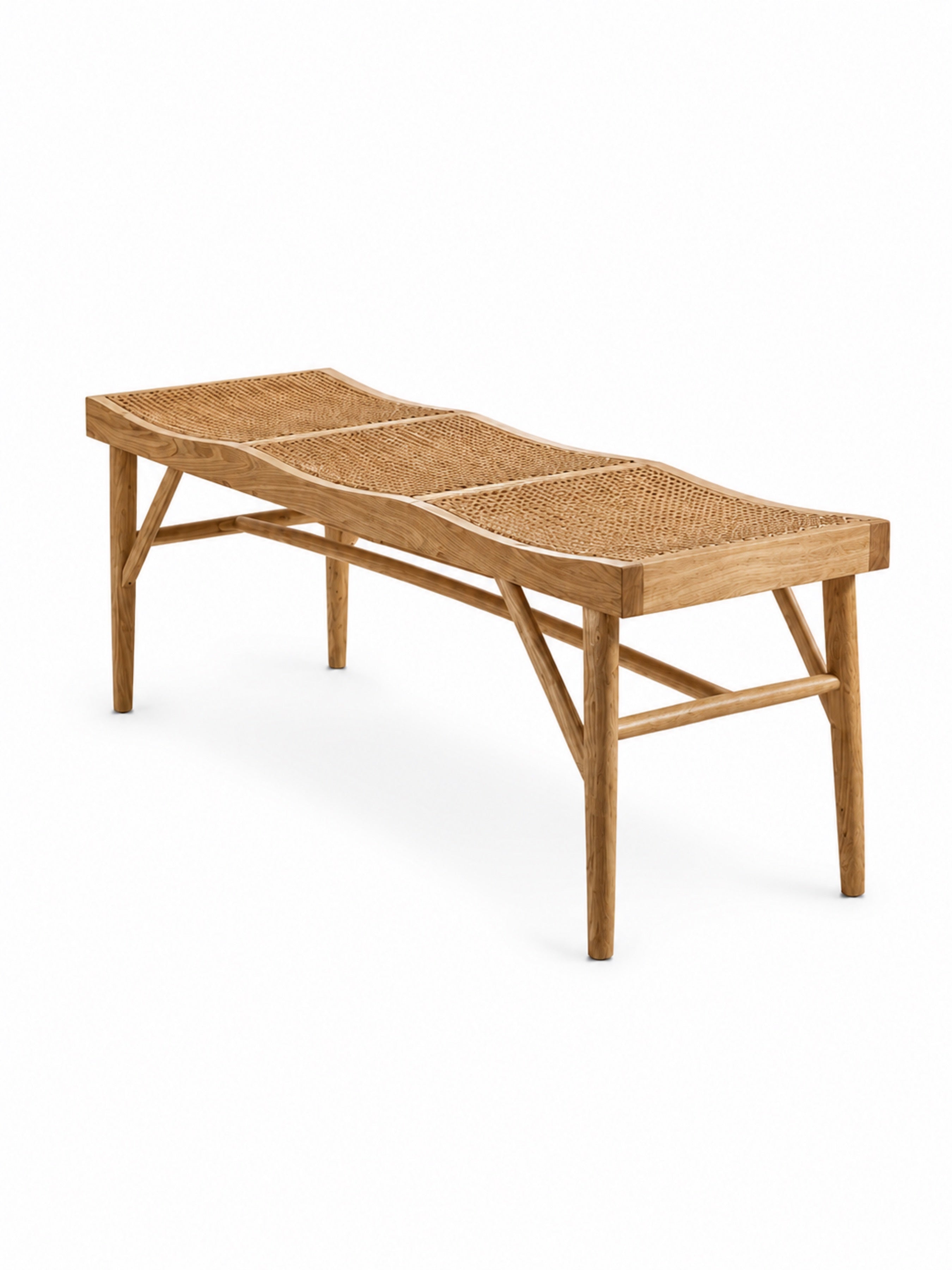 Elodie Rattan Bench – Natural Solid Ash