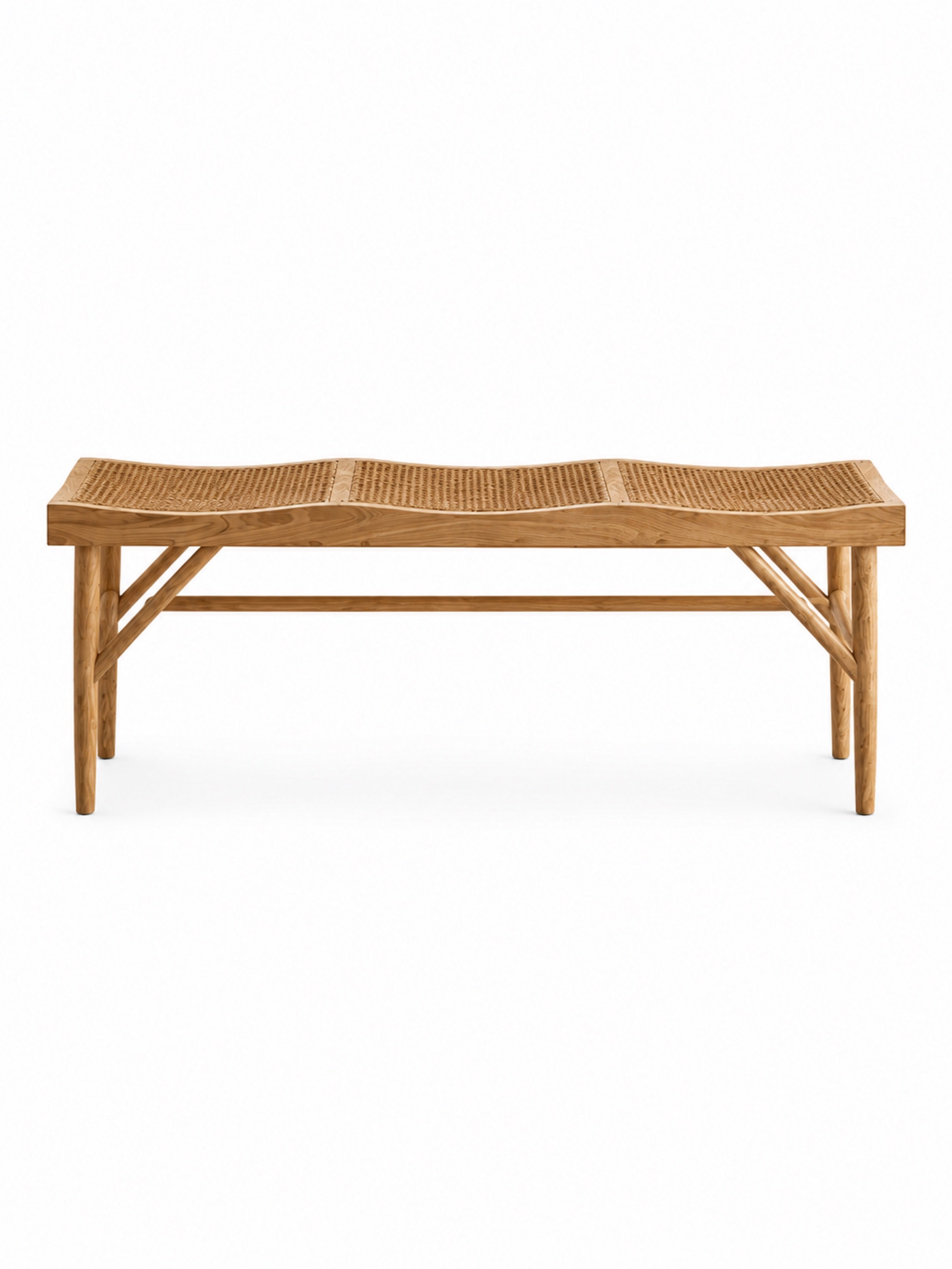 Elodie Rattan Bench – Natural Solid Ash
