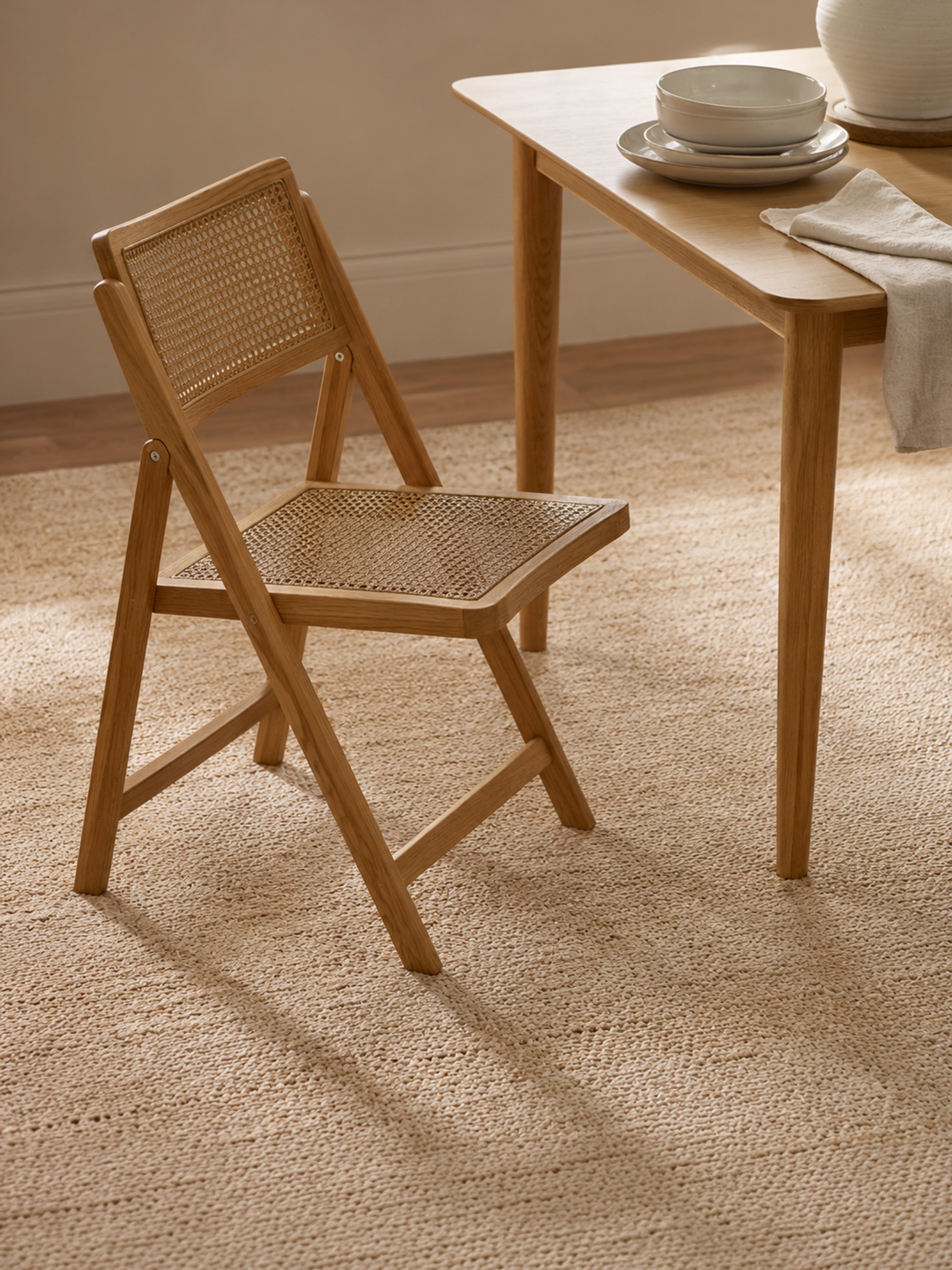 Elodie Folding Rattan Chair (Set of 2) – Natural Solid Ash