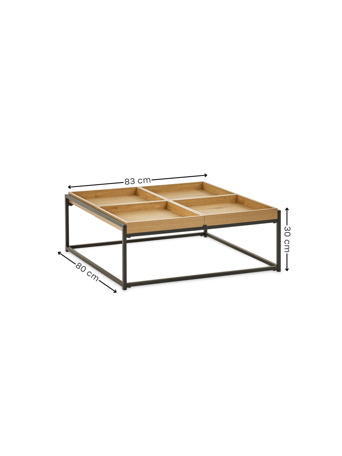 Ezra 83cm Square Tray Coffee Table – Light Oak Effect