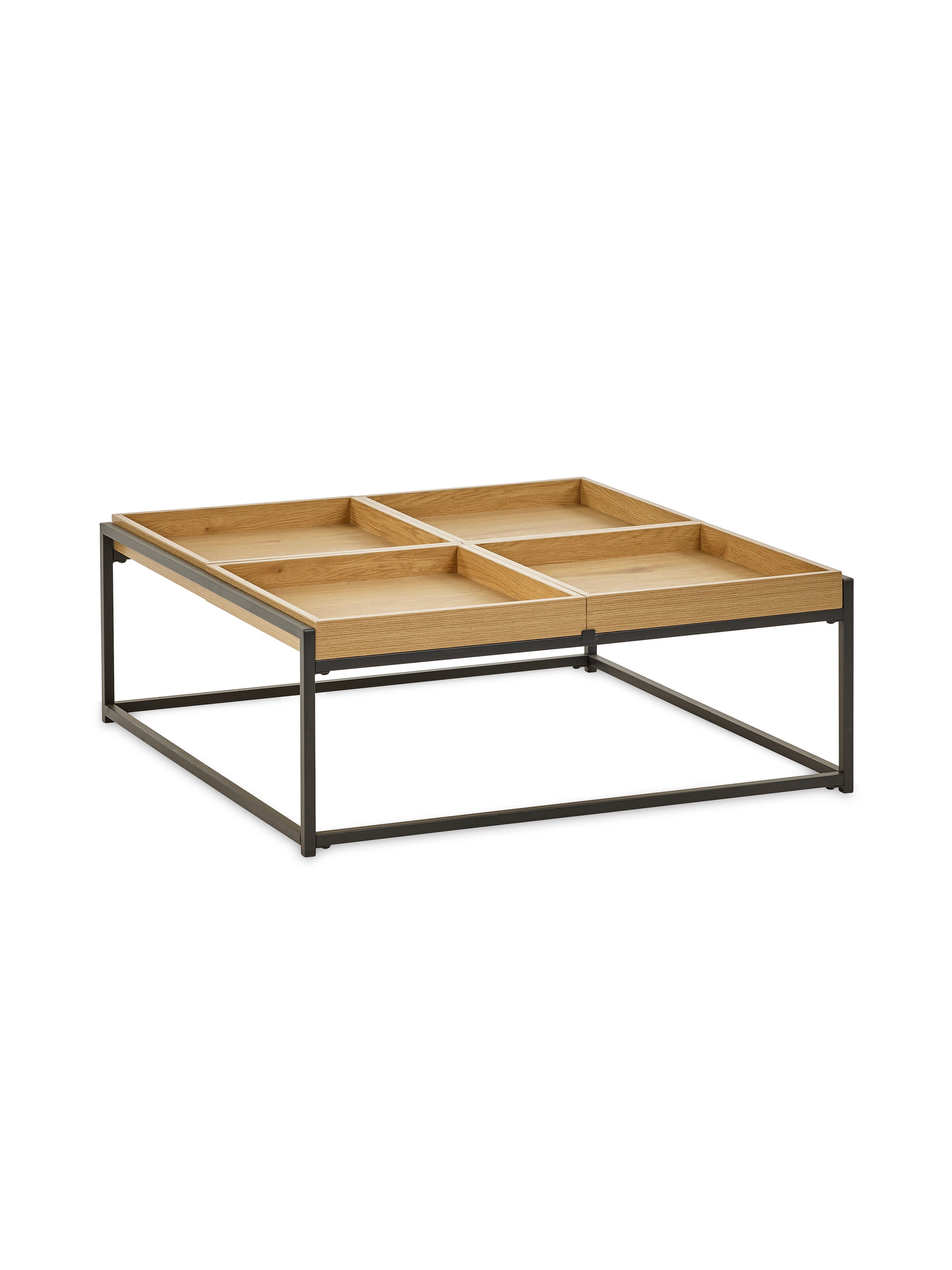 Ezra 83cm Square Tray Coffee Table – Light Oak Effect