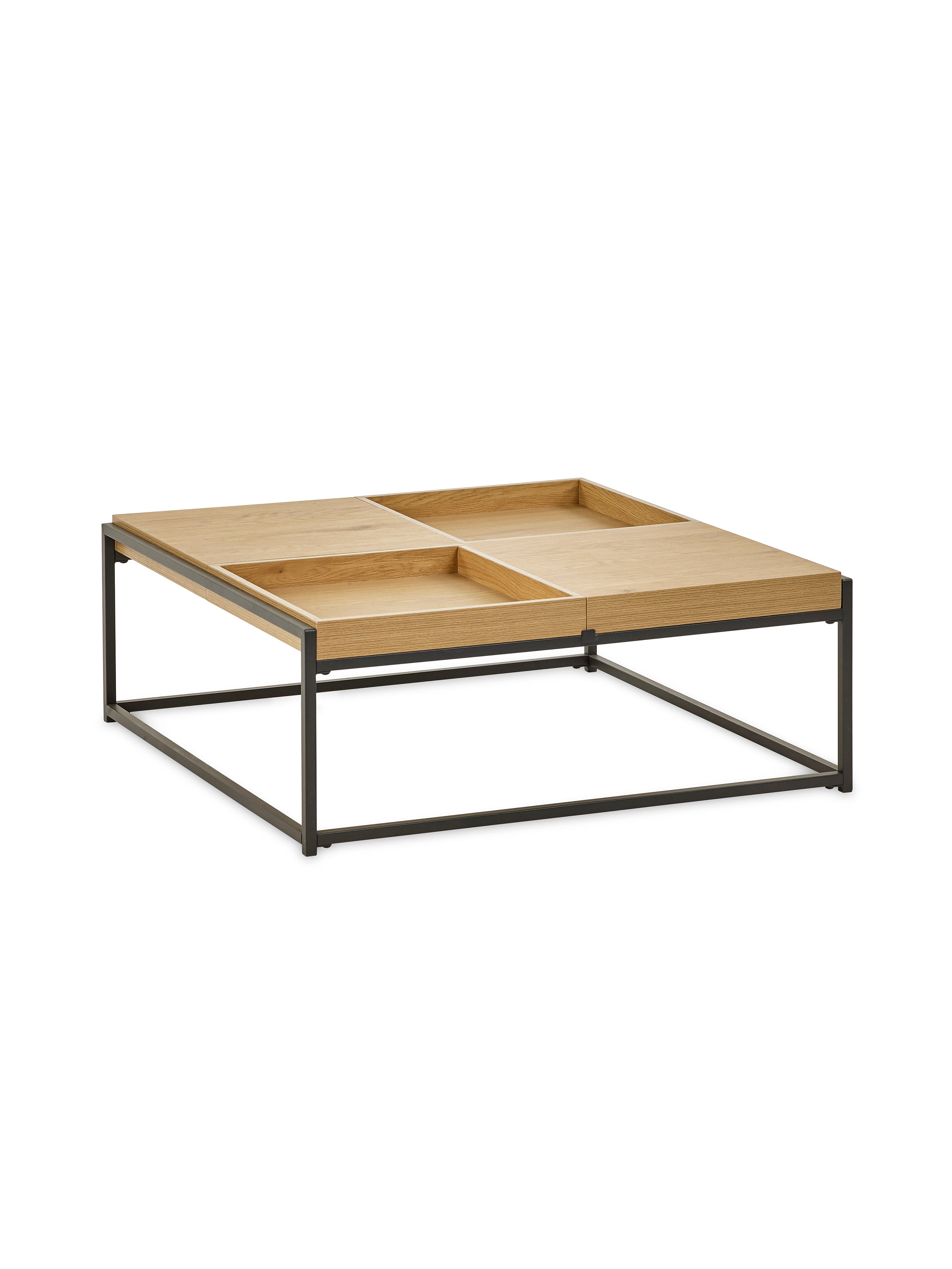 Ezra 83cm Square Tray Coffee Table – Light Oak Effect