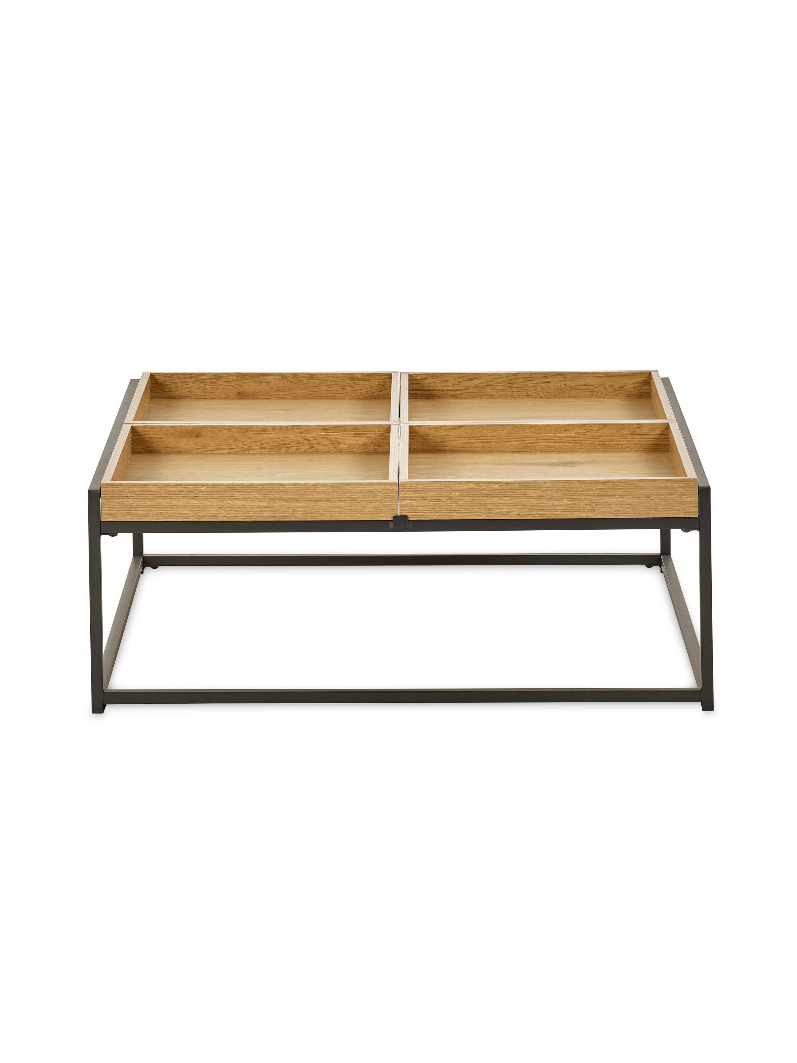 Ezra 83cm Square Tray Coffee Table – Light Oak Effect