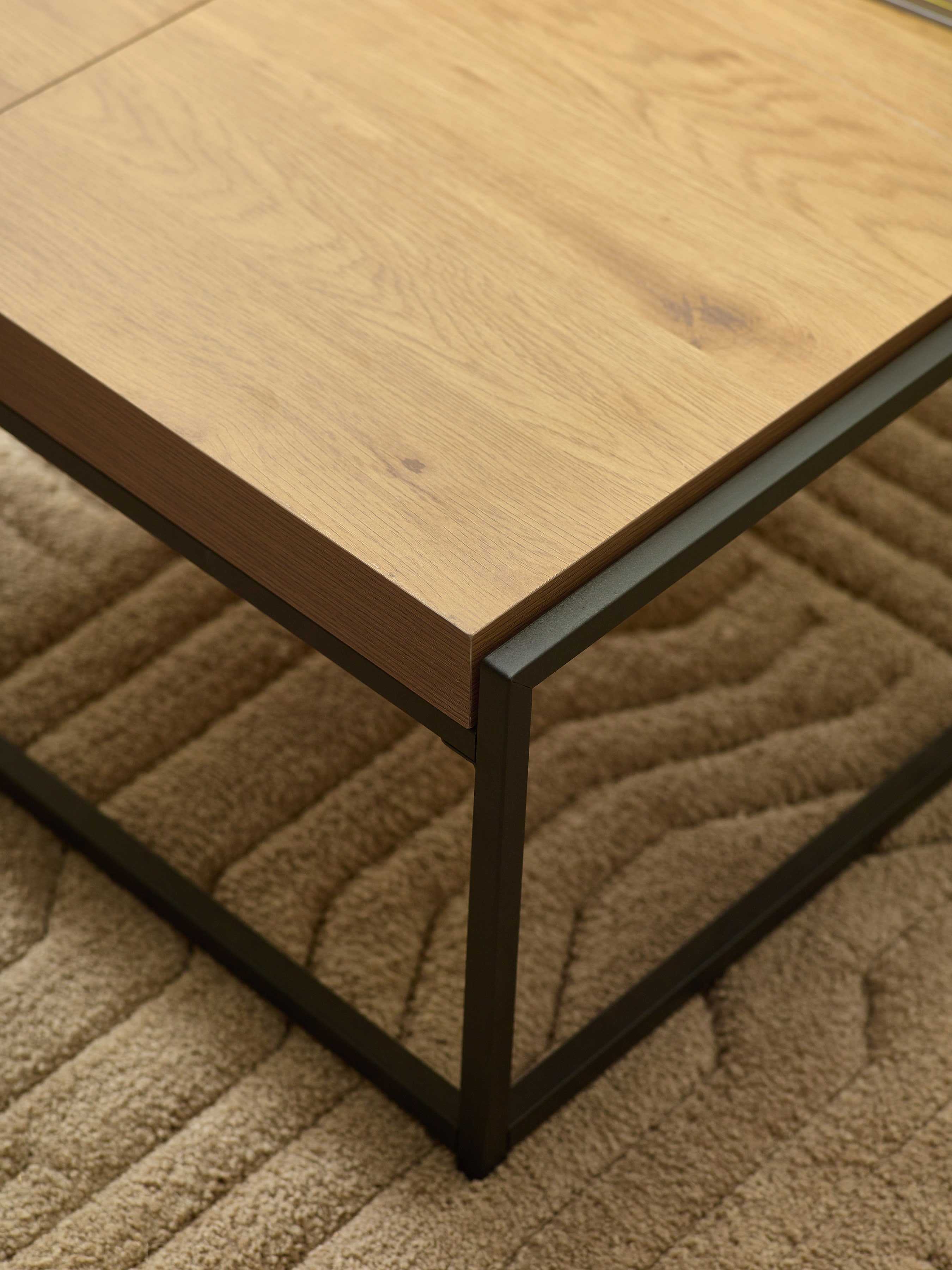 Ezra 83cm Square Tray Coffee Table – Light Oak Effect