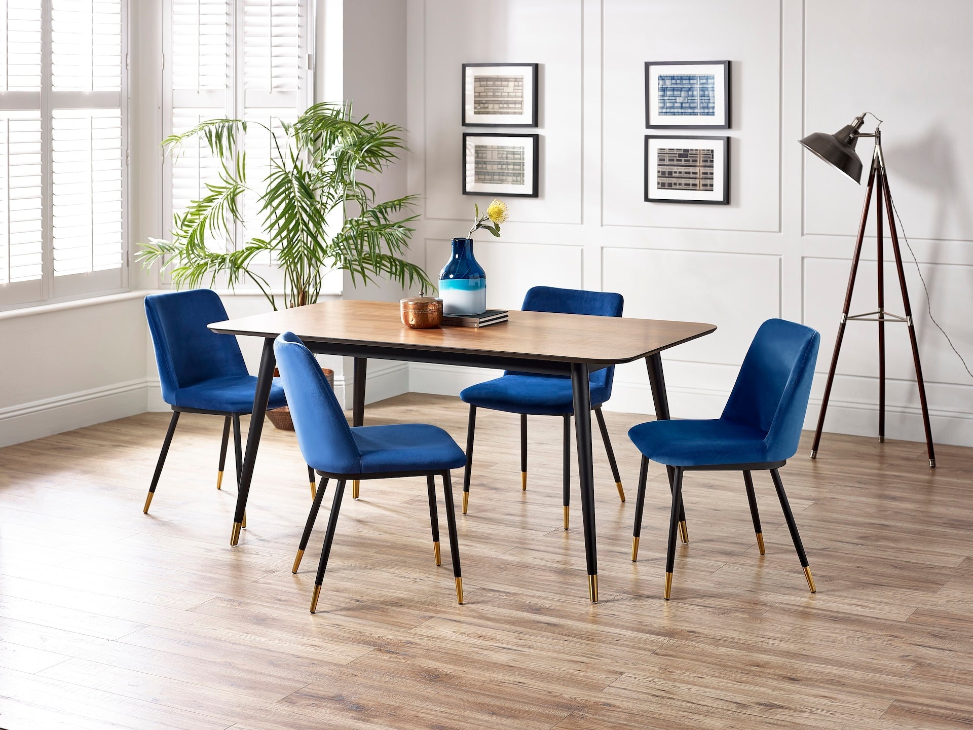 Findlay Rectangular Dining Table - Walnut & Black – Julian Bowen, view 11