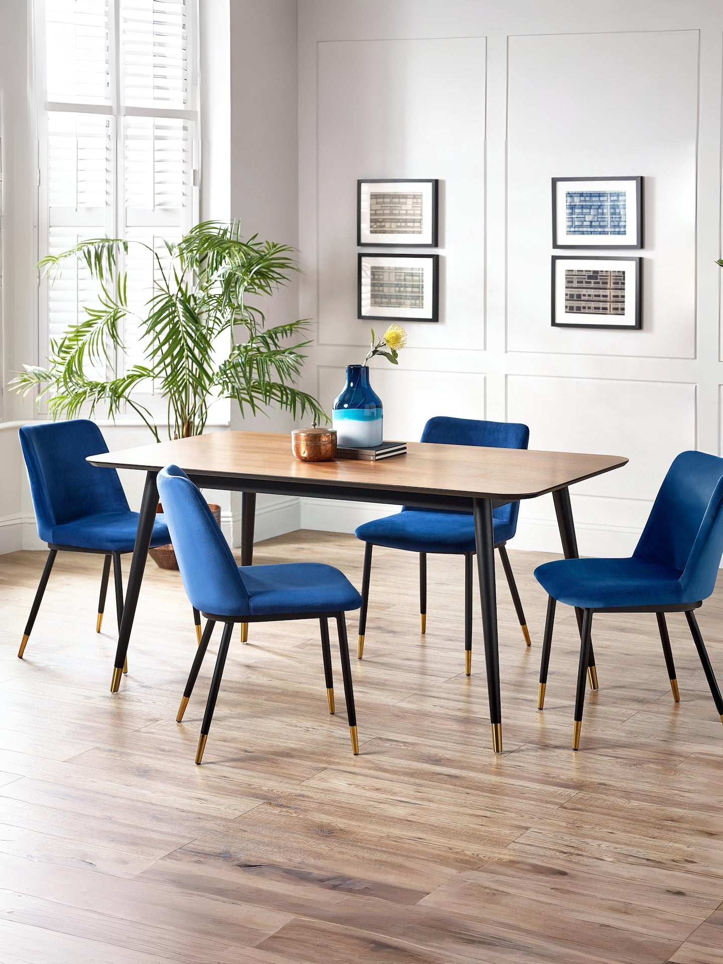 Findlay Rectangular Dining Table - Walnut & Black – Julian Bowen, view 4