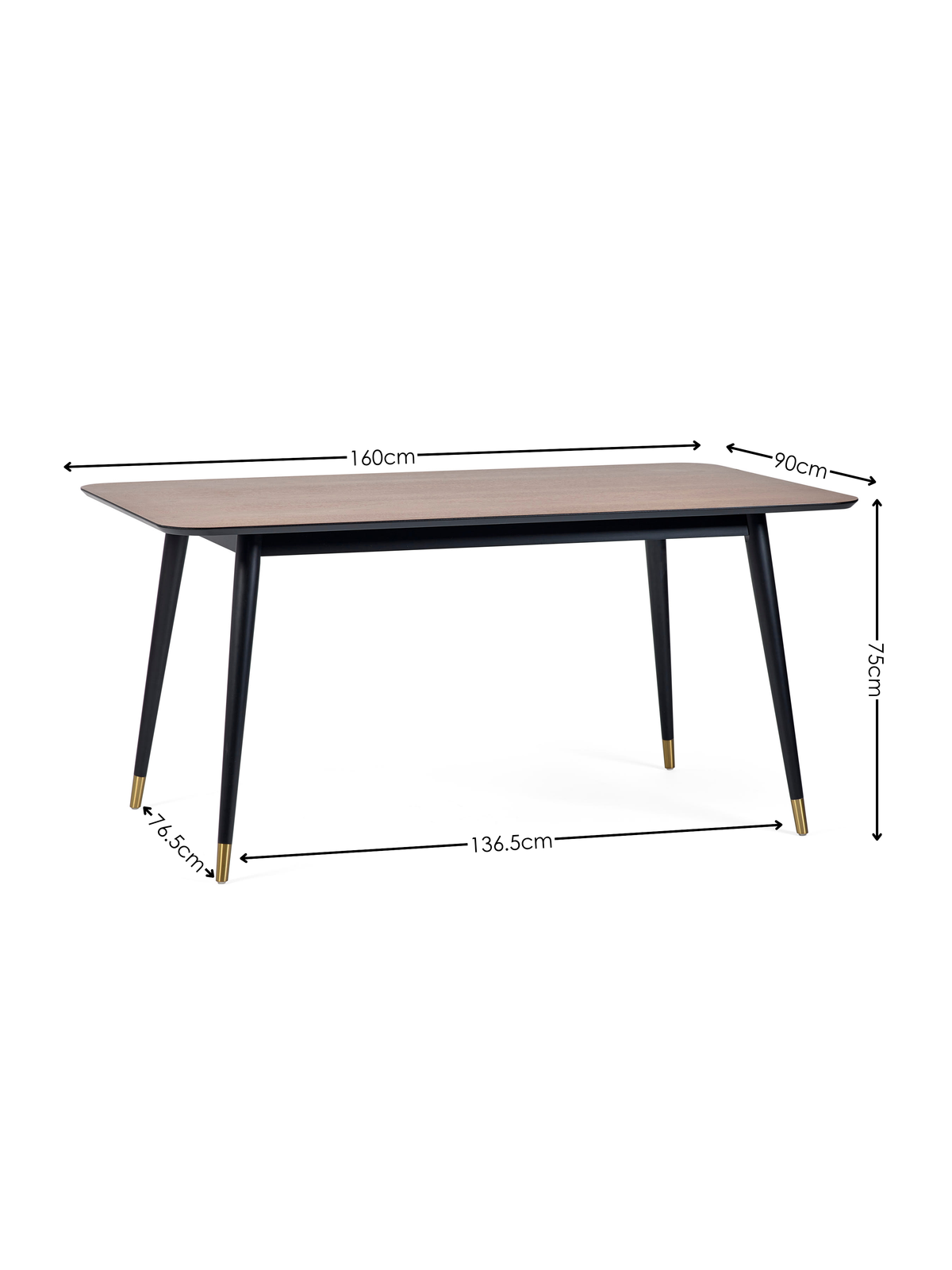 Findlay Rectangular Dining Table - Walnut & Black