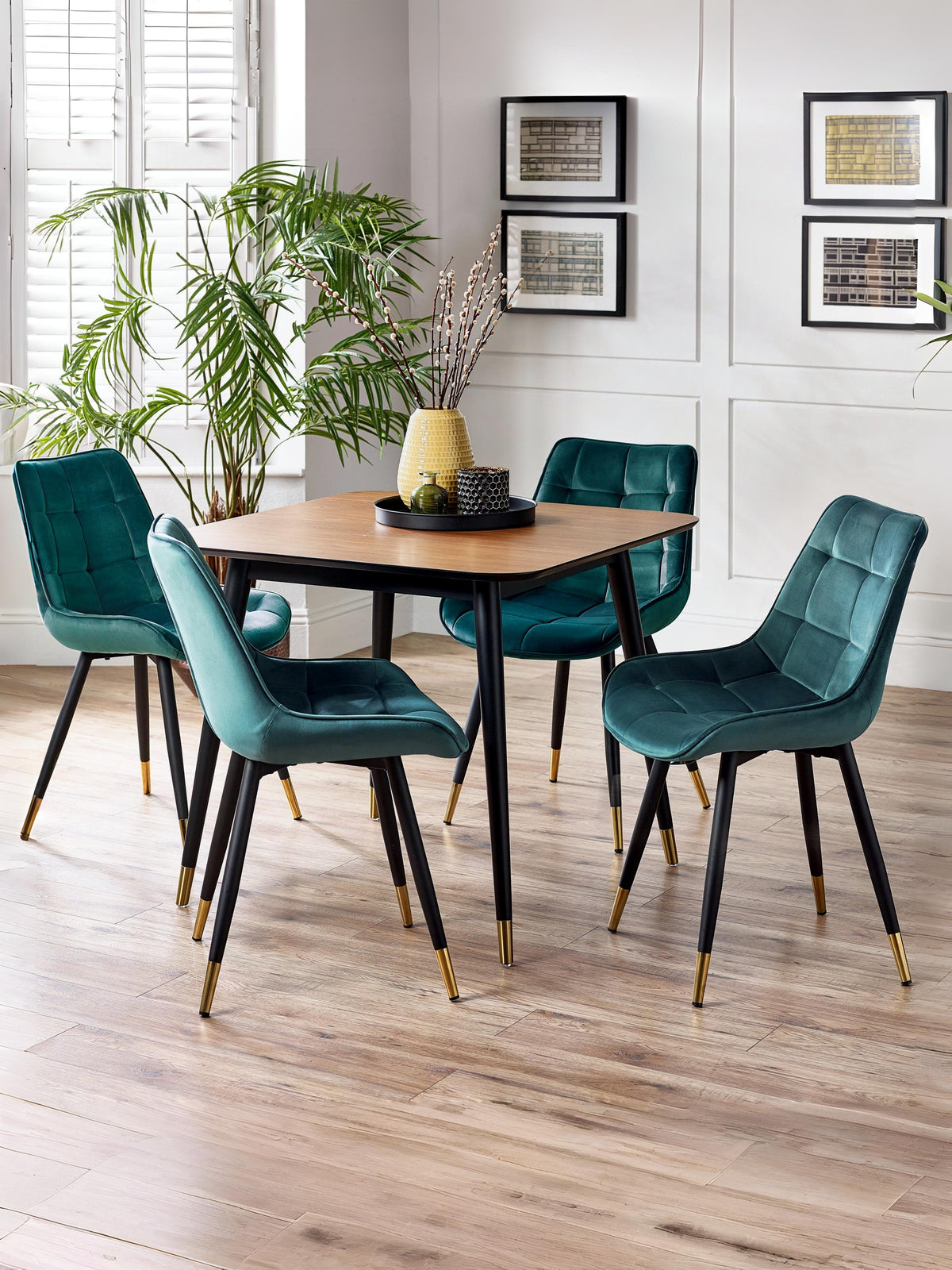 Findlay Square Dining Table - Walnut & Black