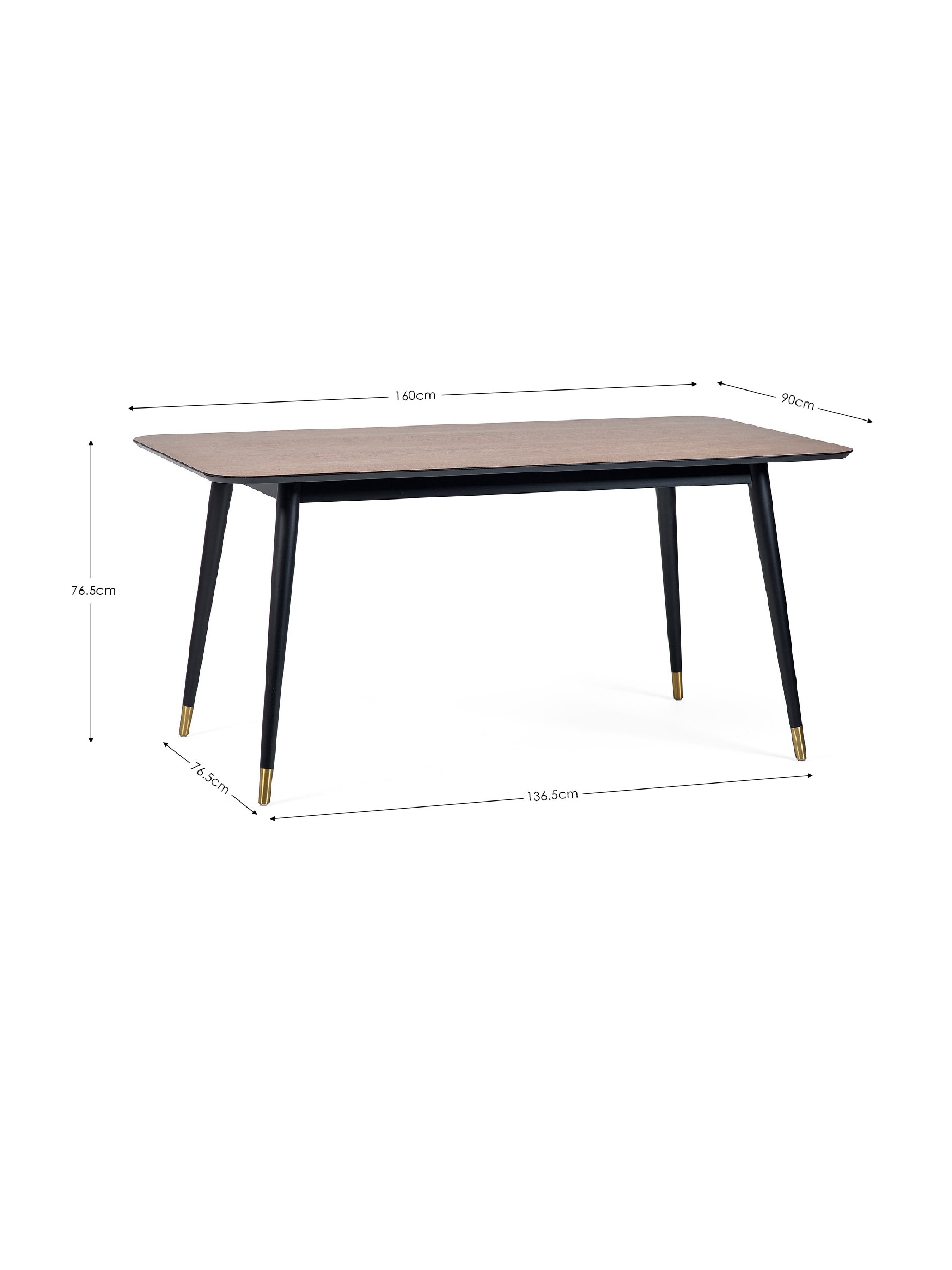 Findlay Rectangular Table and 4 Grey Delaunay Chairs – Walnut Effect and Black
