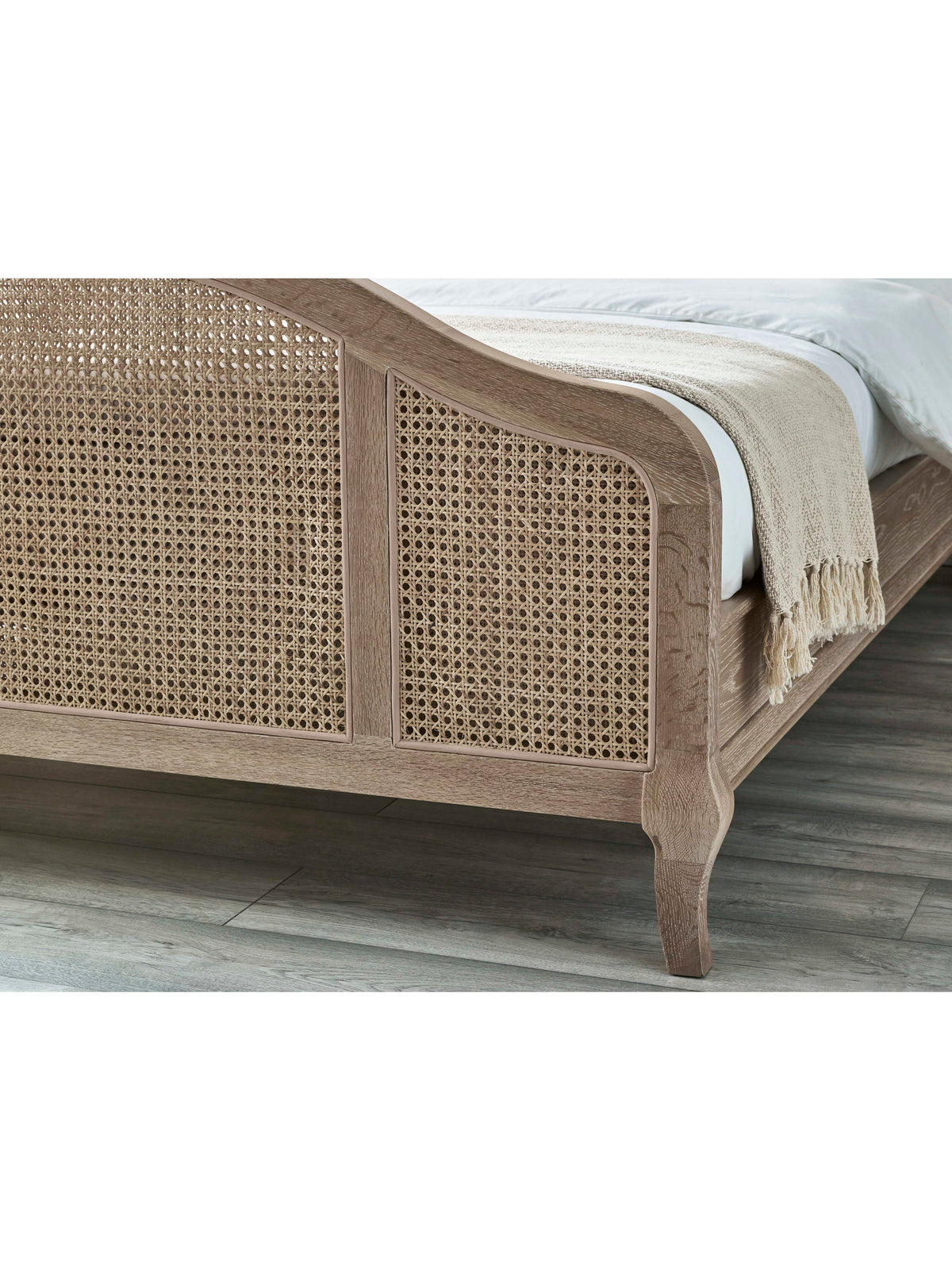Fleur Rattan Bed - Light Oak