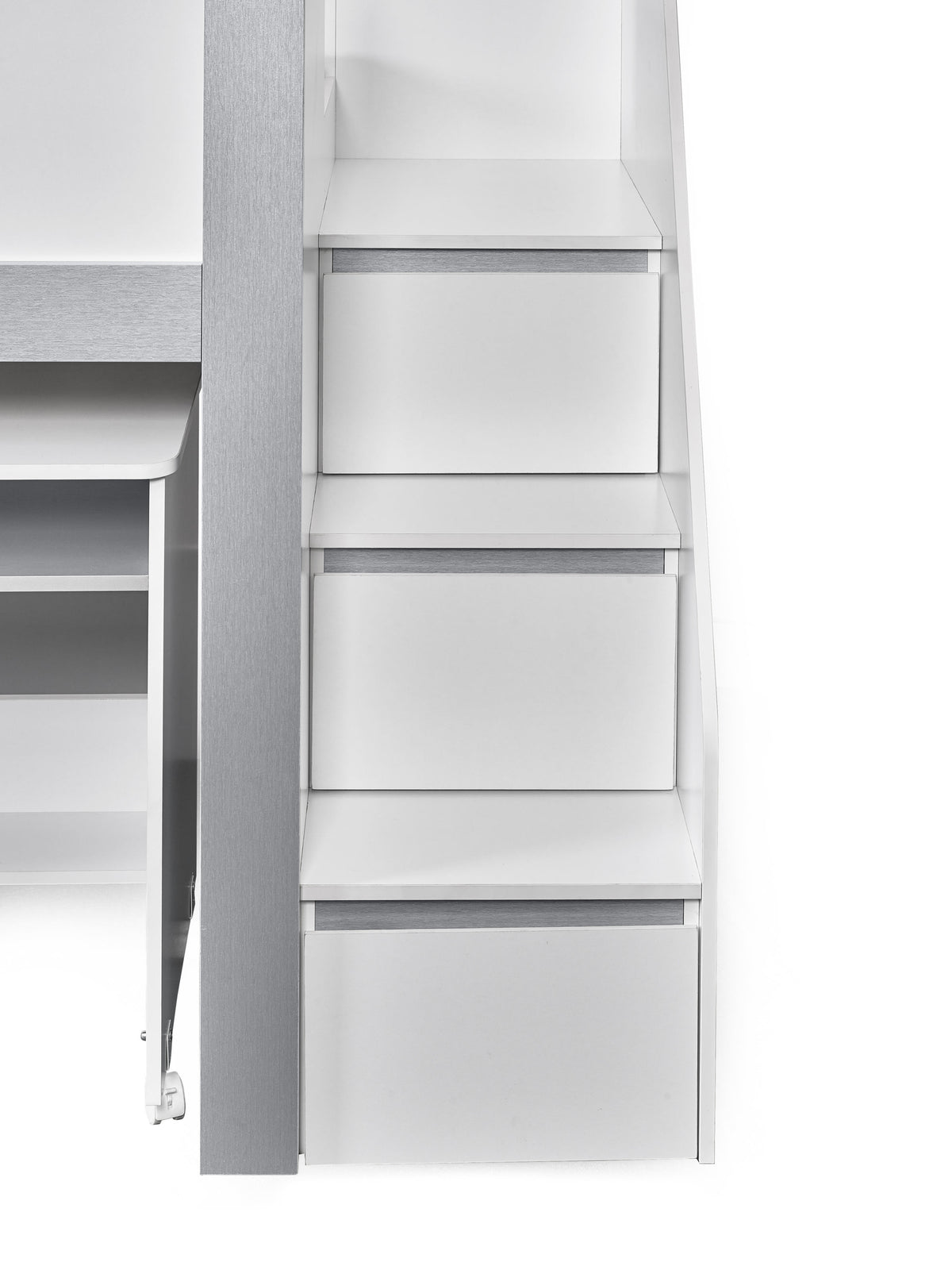 Gaia Midsleeper Bed - White and Silver