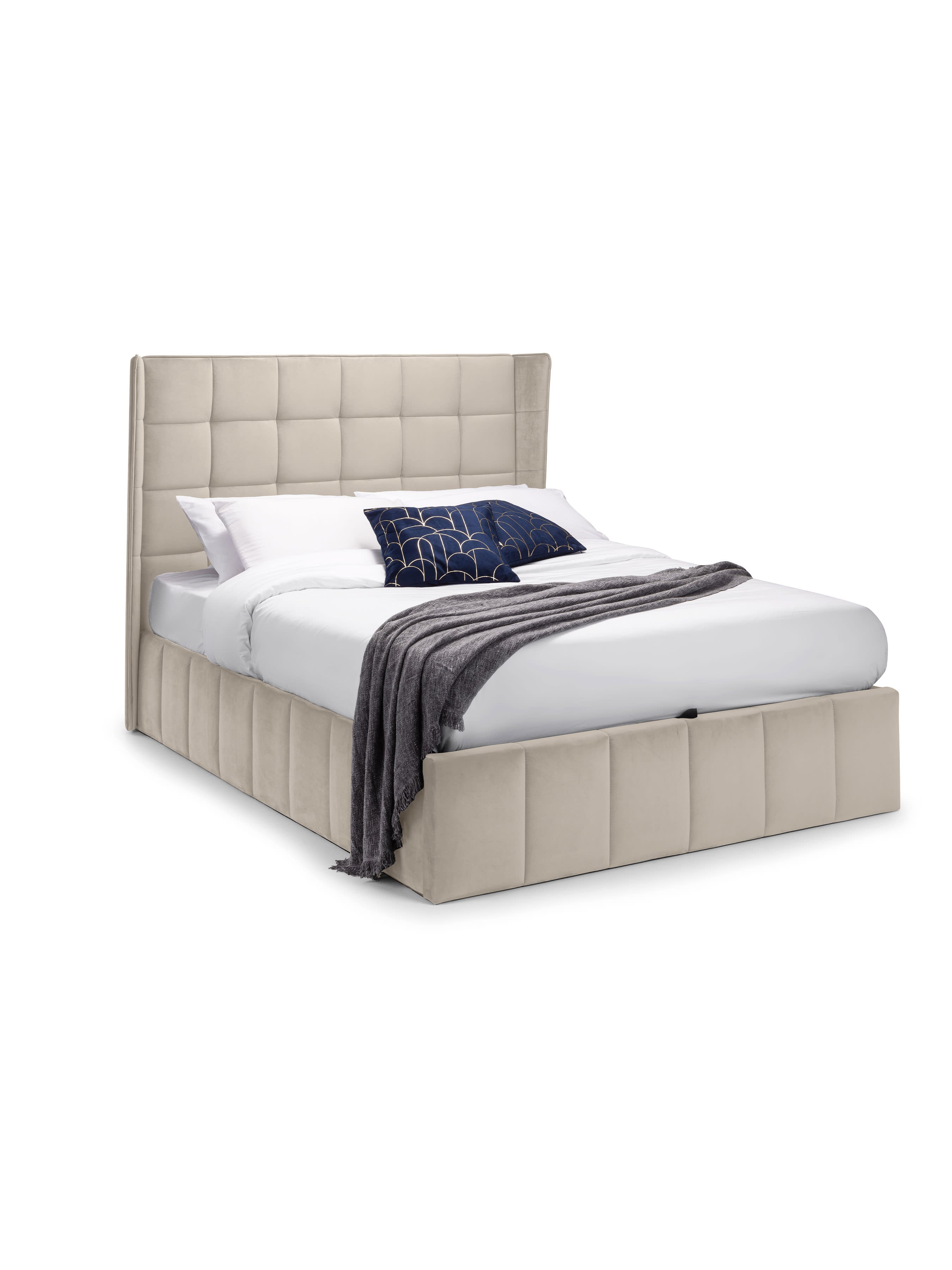 Gatsby Cream Velvet Ottoman Storage Bed