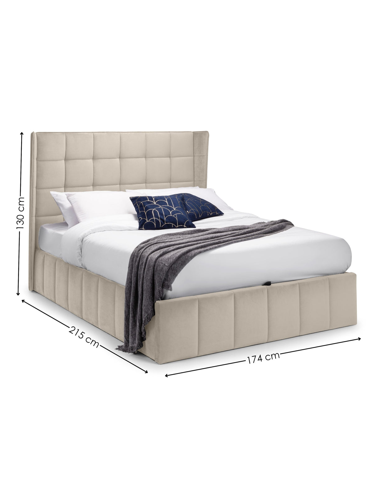 Gatsby Cream Velvet Ottoman Storage Bed