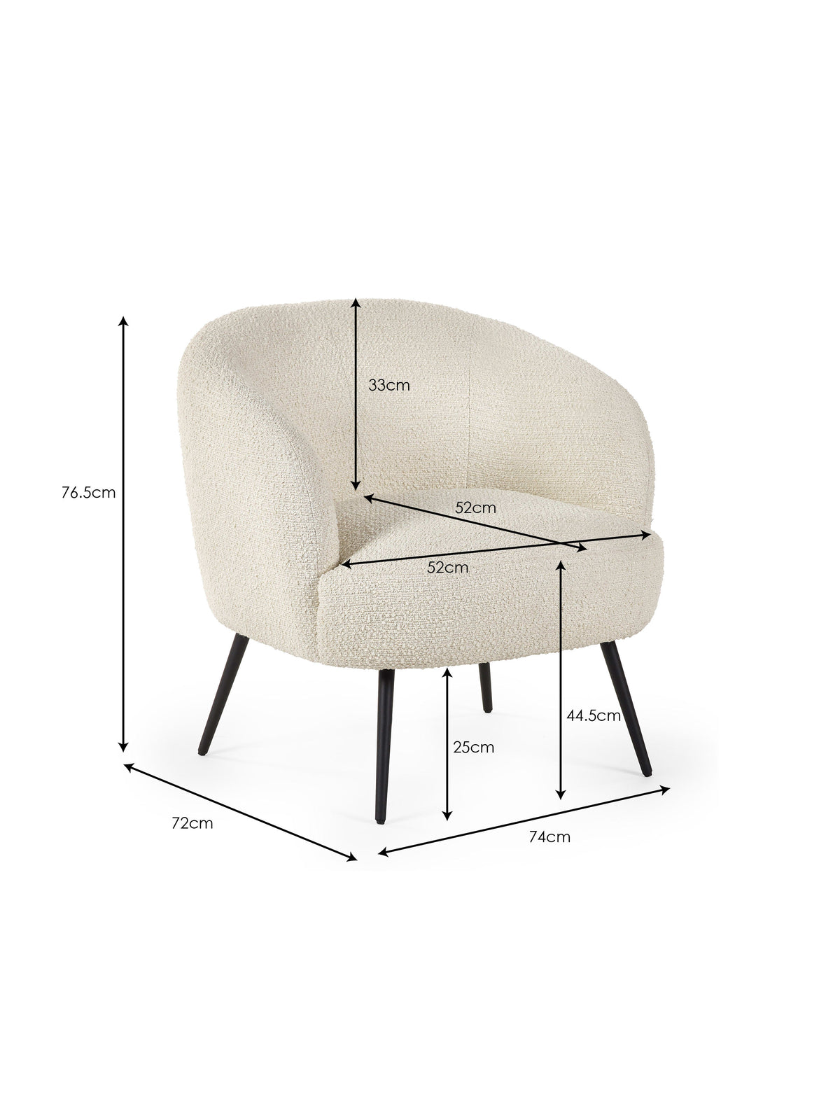 Gigi Boucle Accent Chair - Ivory