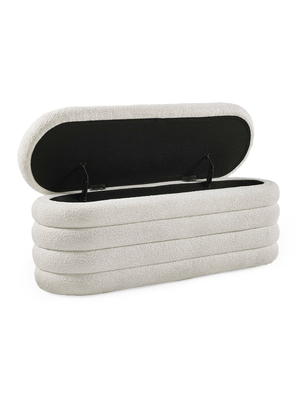 Hailey Ivory Boucle Upholstered Ottoman Storage Bench