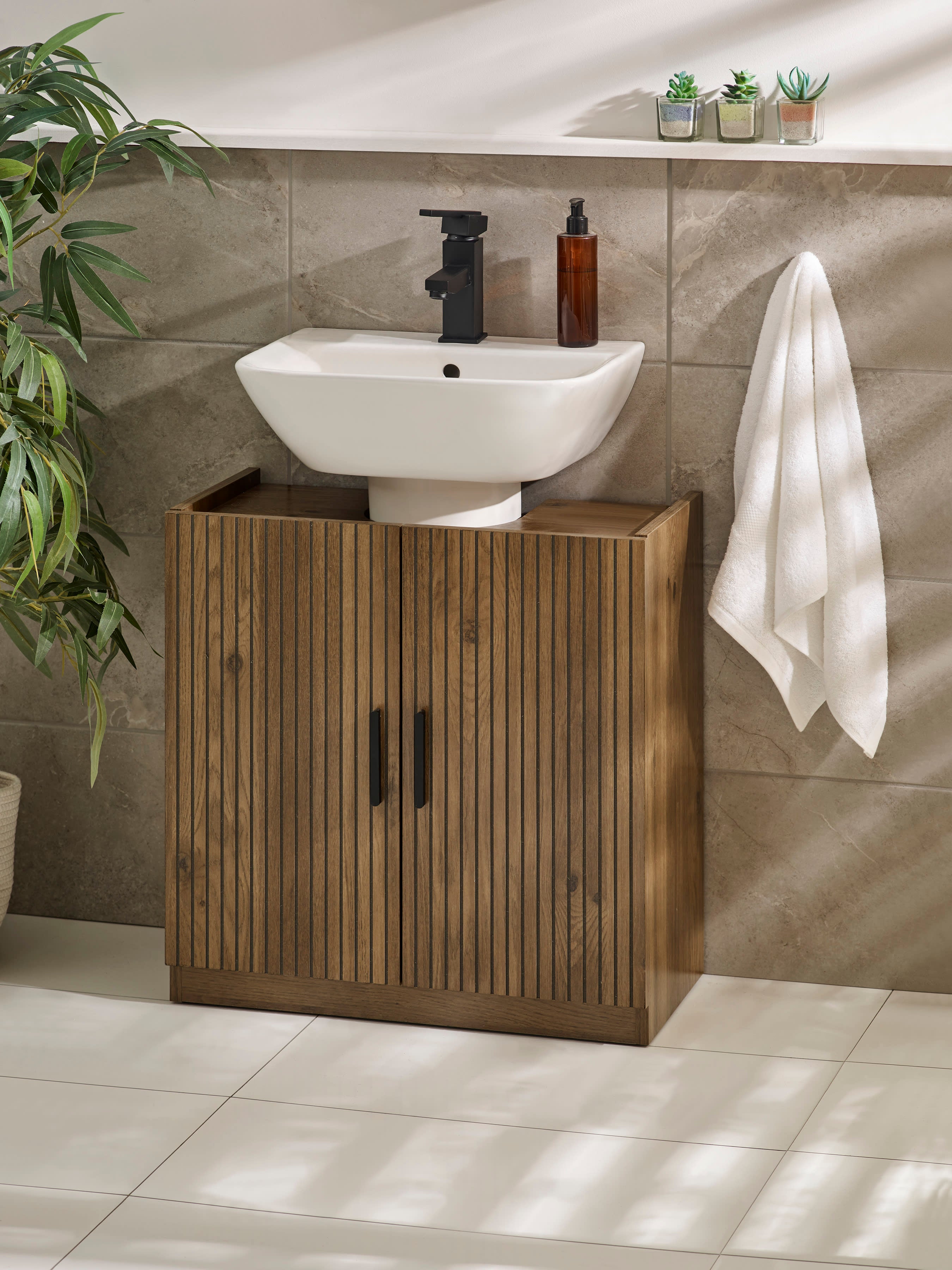 Hampshire Walnut Effect Under Sink Bathroom Storage Unit