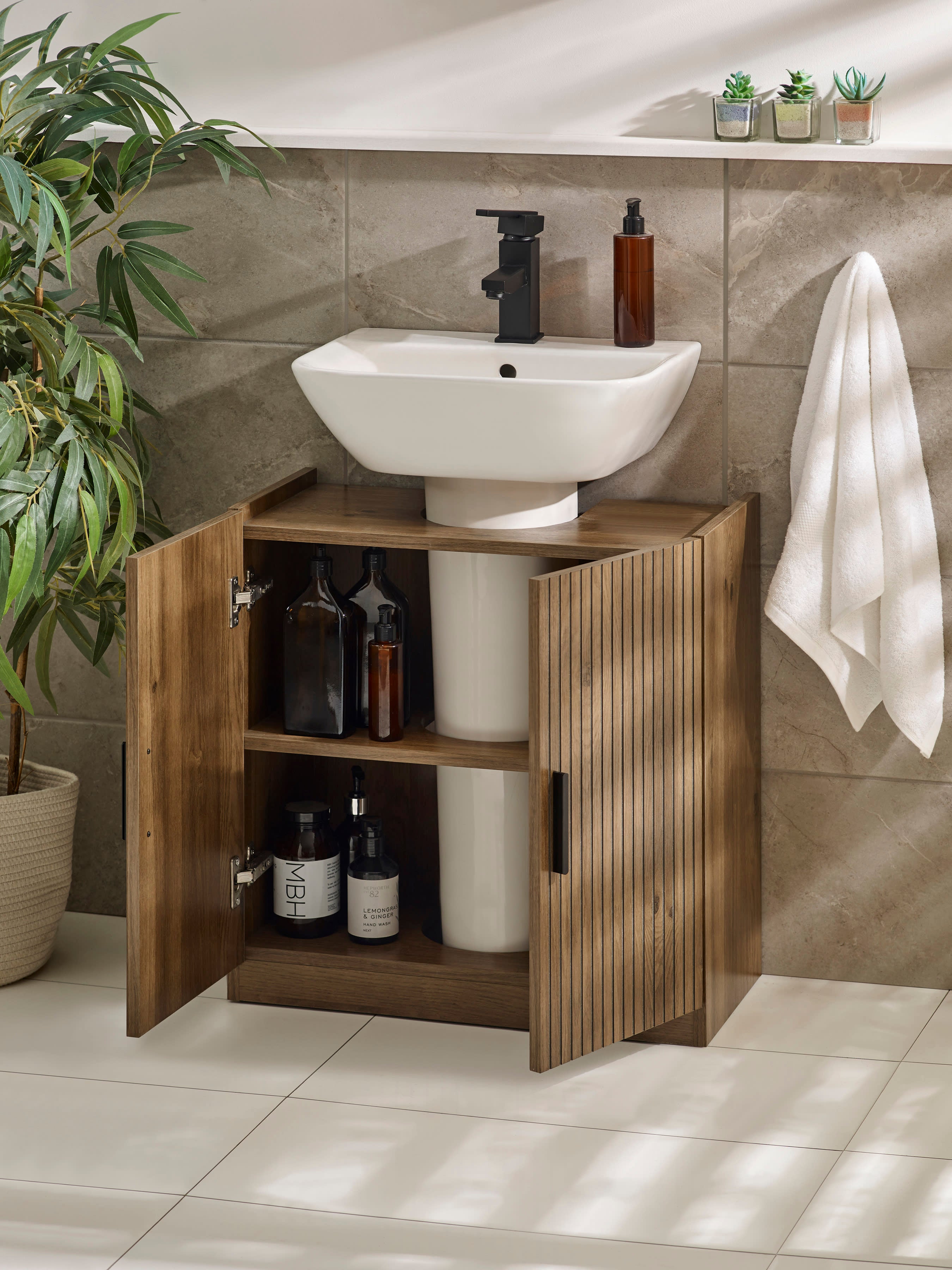 Hampshire Walnut Effect Under Sink Bathroom Storage Unit