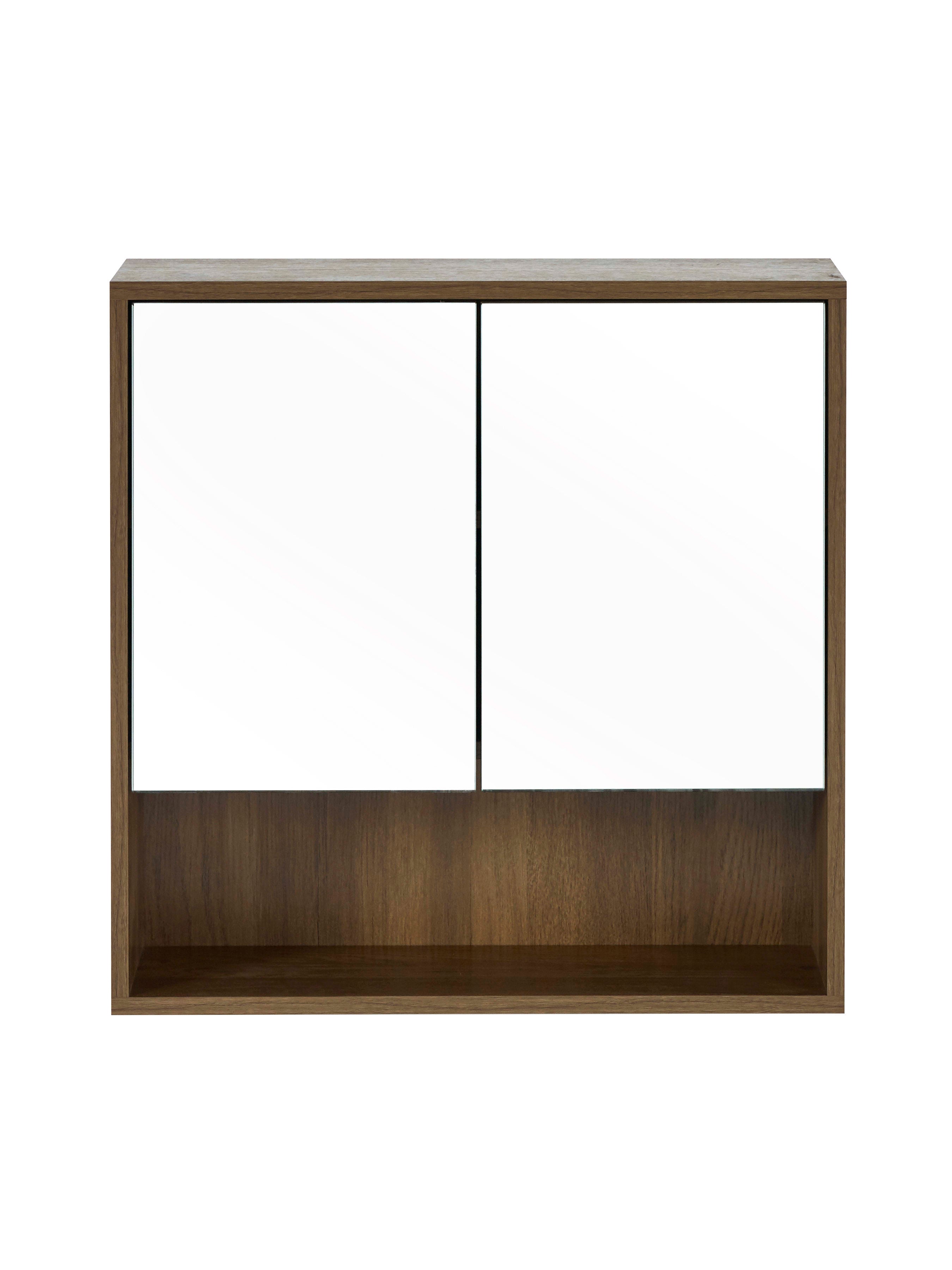 Hampshire Walnut Effect Mirrored Bathroom Wall Cabinet