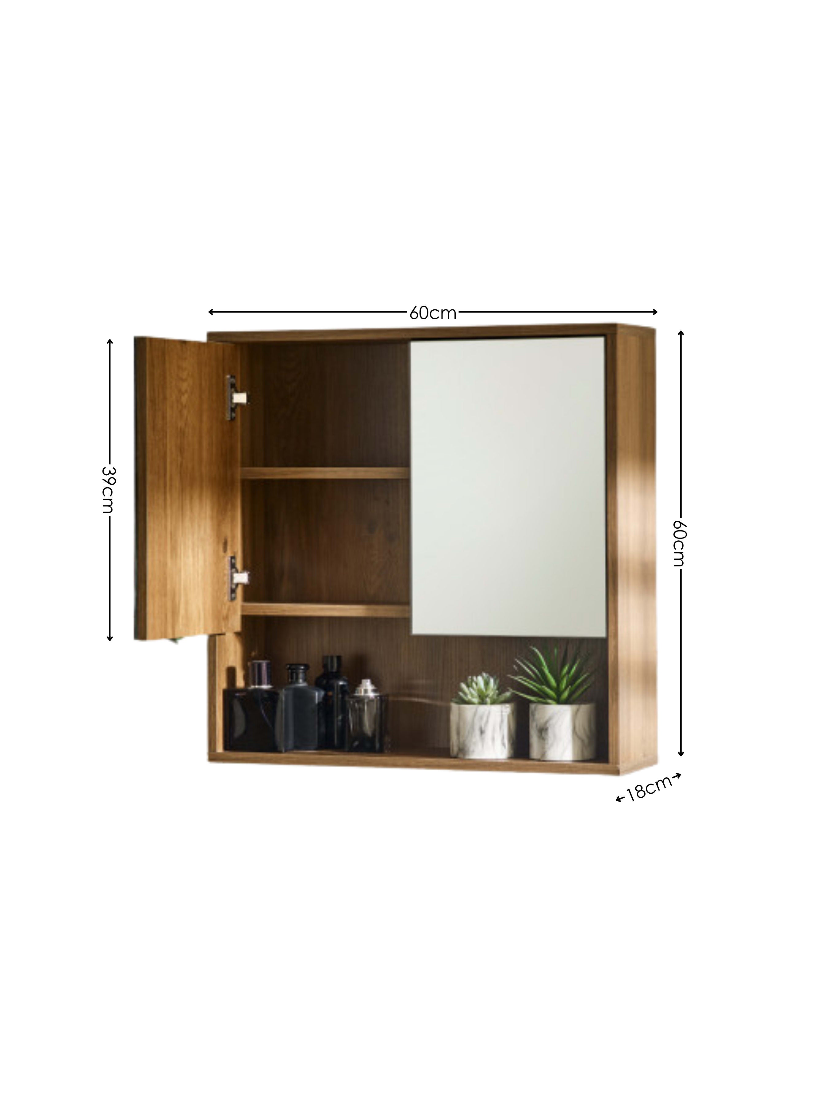 Hampshire Walnut Effect Mirrored Bathroom Wall Cabinet