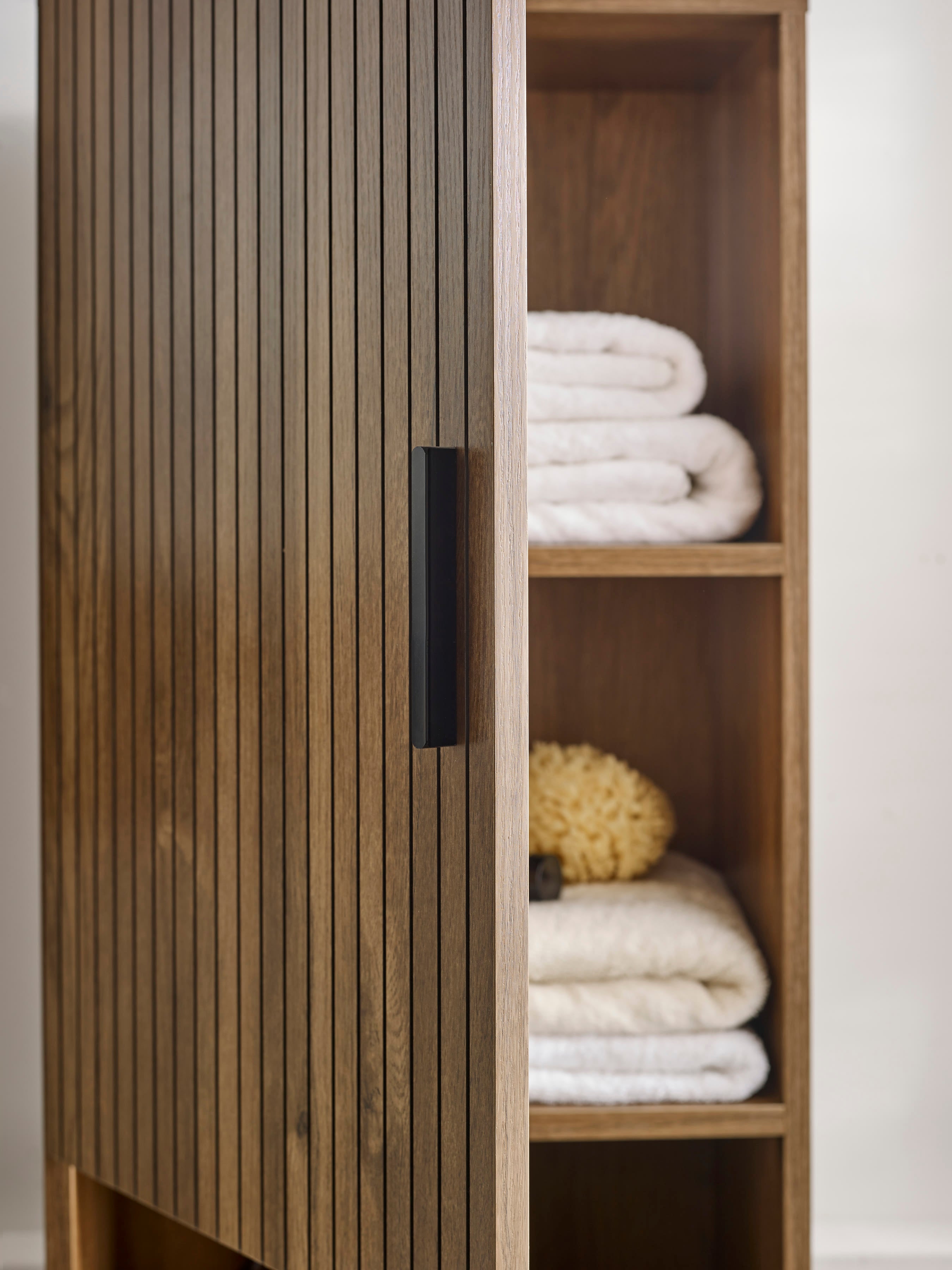 Hampshire Walnut Effect Tall Bathroom Storage Cabinet